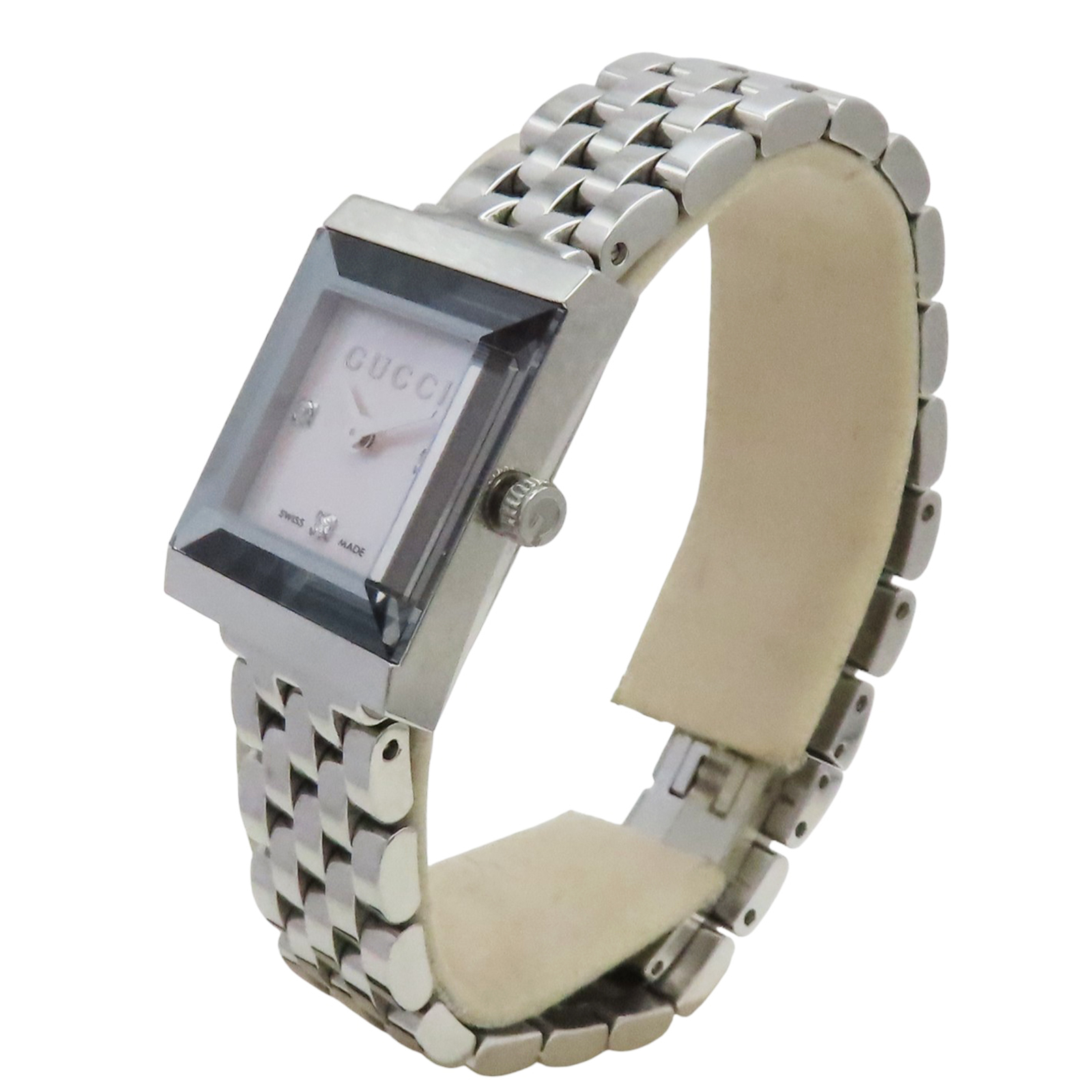 GUCCI 128.4 シルバースクエア レディース腕時計 GUCCI G-Frame Watch 128.4 Quartz Mother of Pearl Diamond