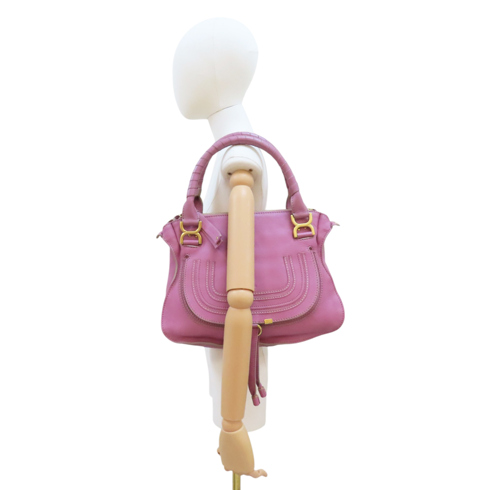 CHLOE Marcie Shoulder Handbag Calfskin Pink Purple | eBay