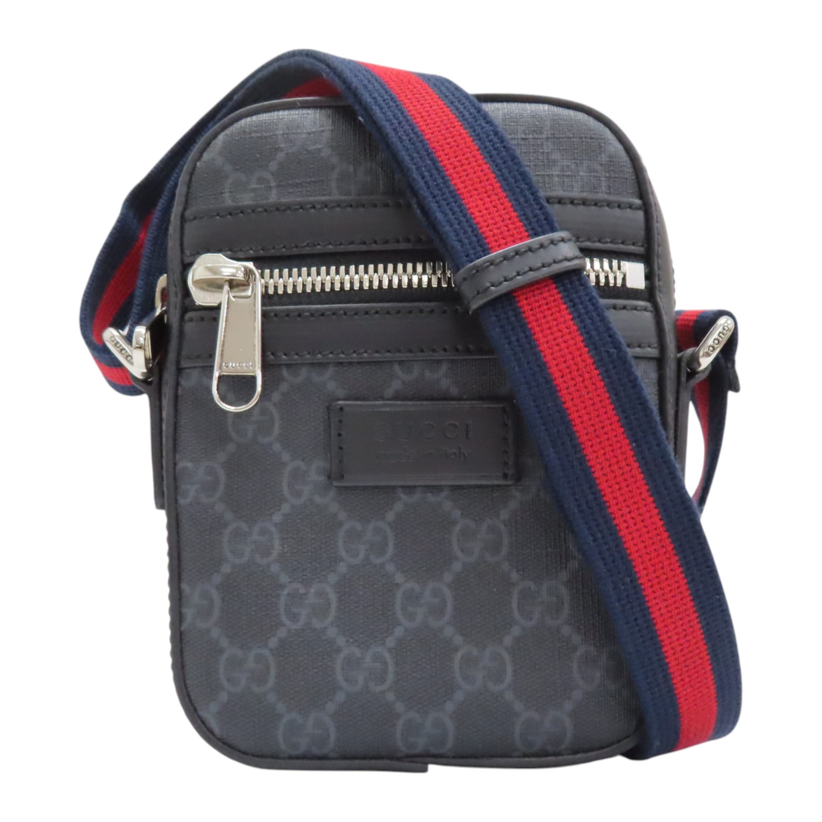 ✨美品✨GUCCI ブラックレザー メッセンジャーバッグ 超新作】 メッセンジャーバッグブラック ミディアム ジャンボGG