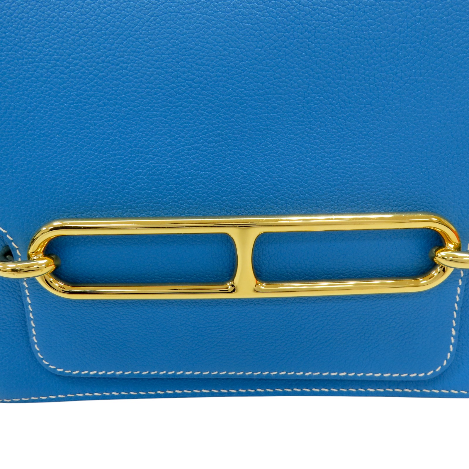 HERMES Roulis 23 Shoulder Bag Evercolor Leather Blue Zanzibar A