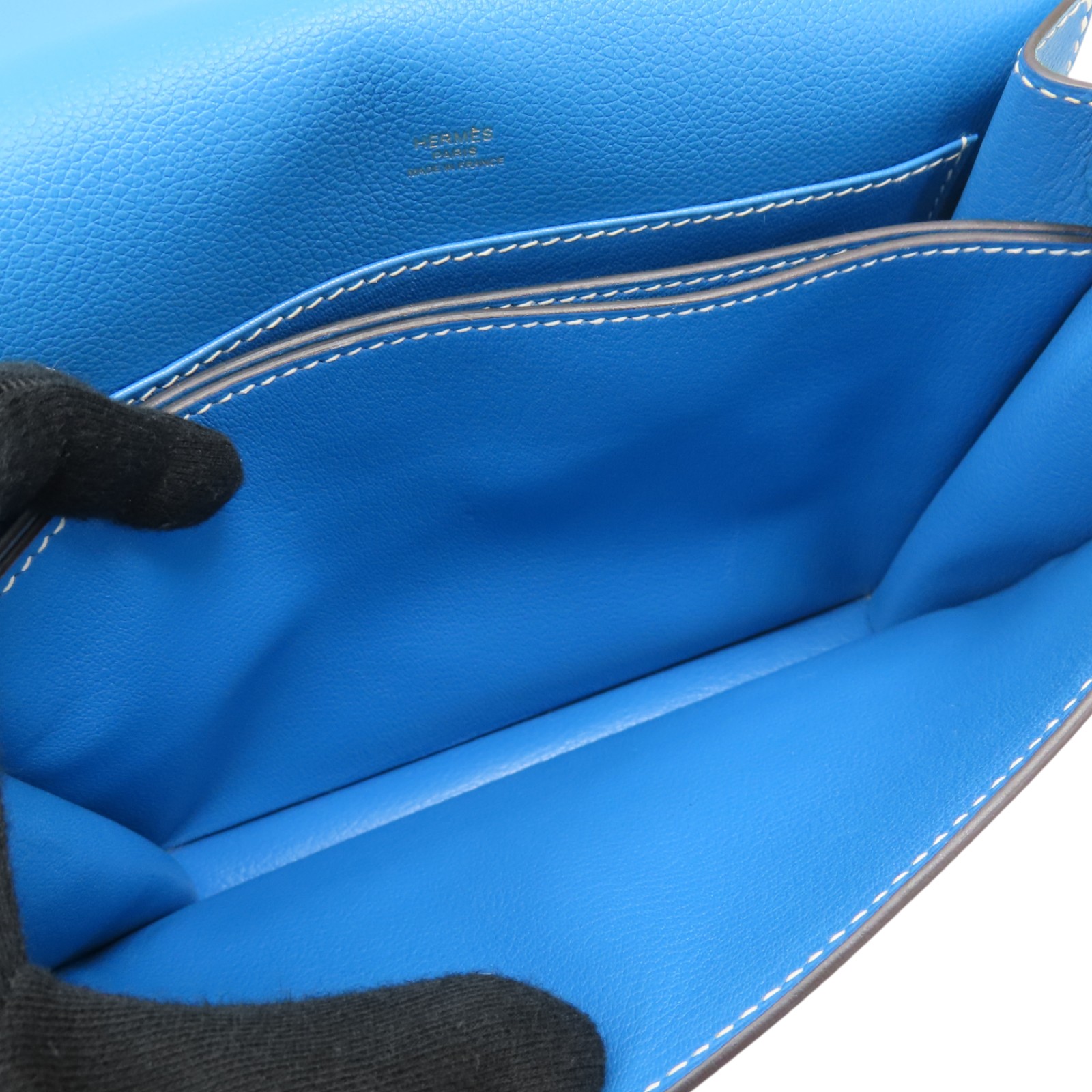 HERMES Roulis 23 Shoulder Bag Evercolor Leather Blue Zanzibar A
