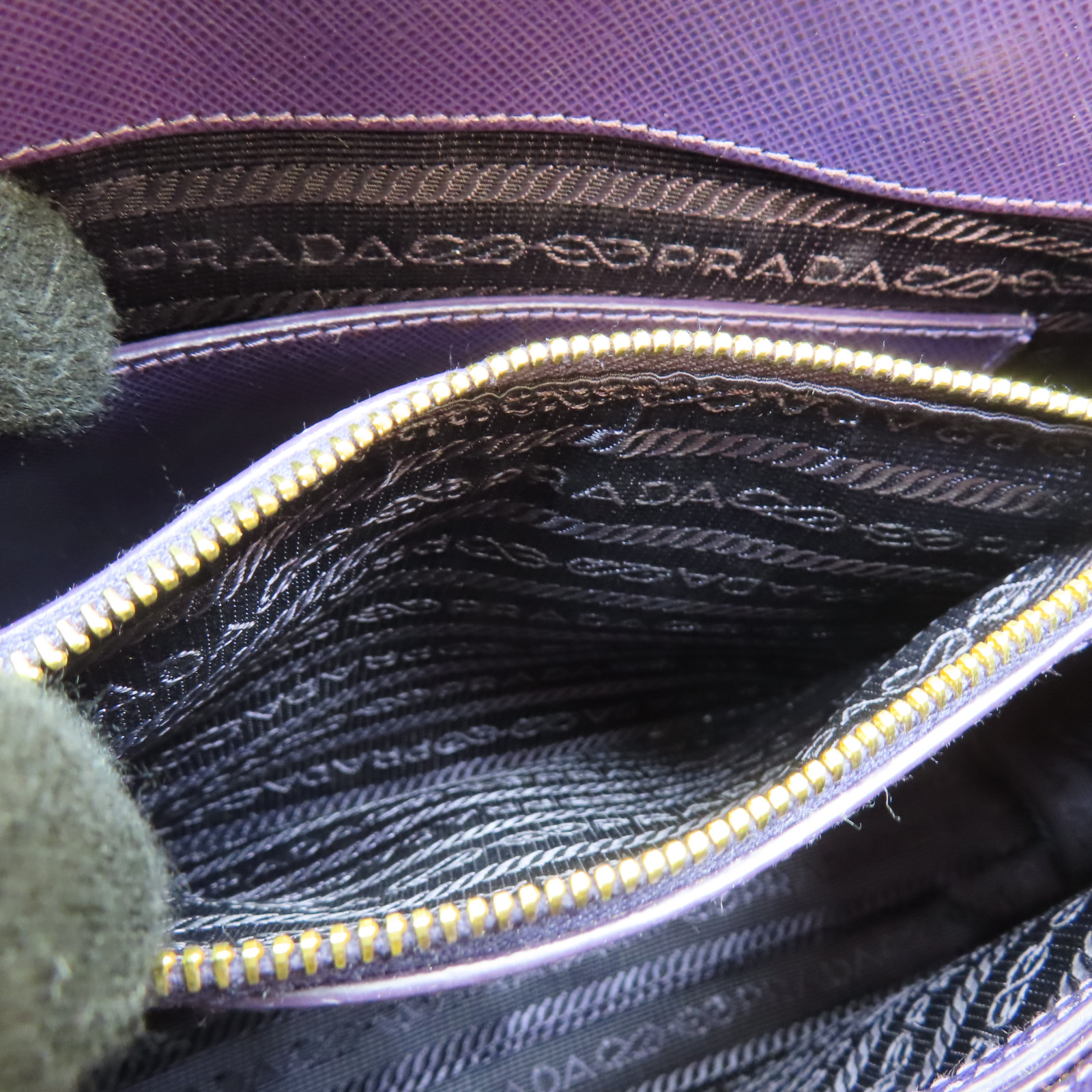 PRADA Saffiano Shoulder Handbag Calfskin Purple | eBay