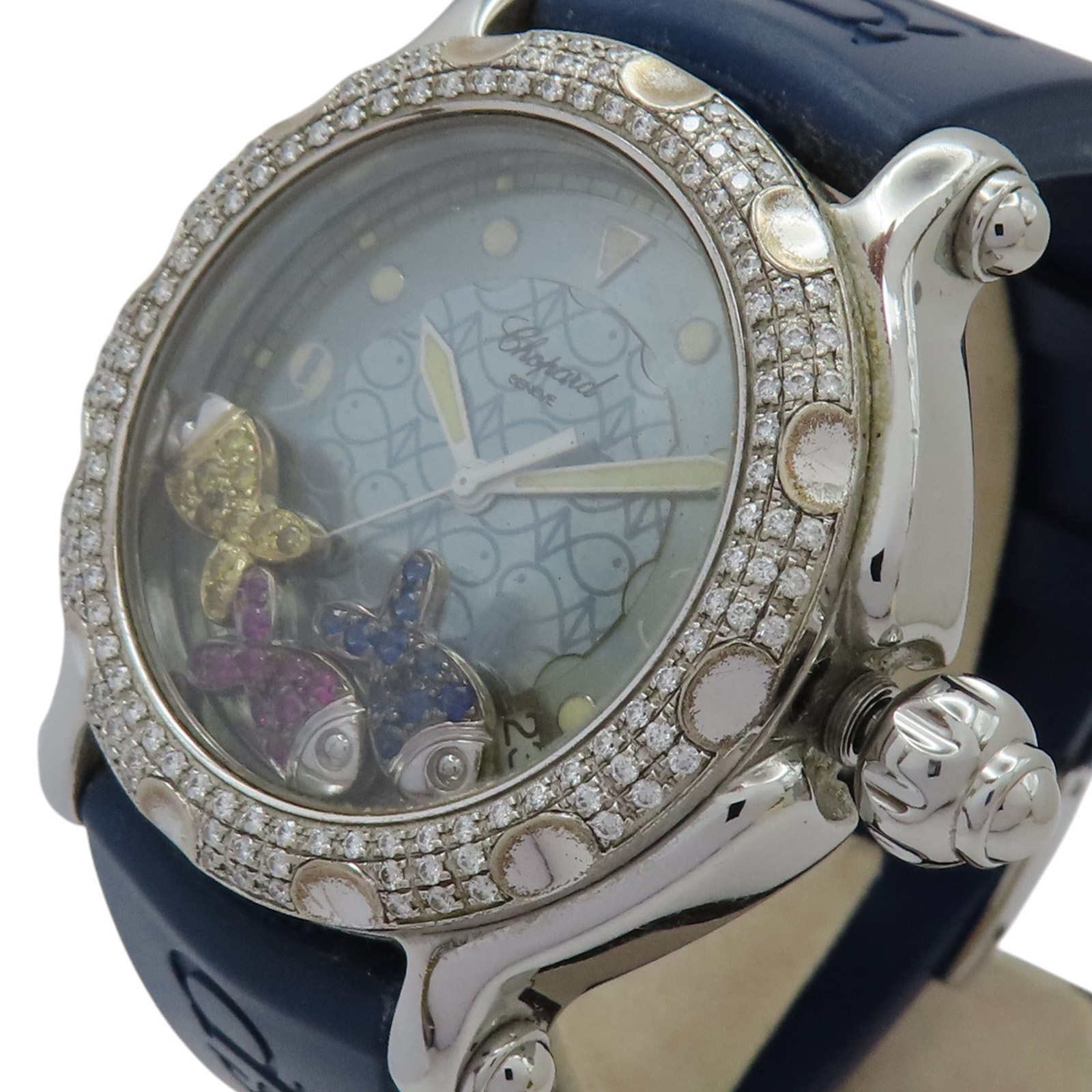 CHOPARD Happy Sport Fish Watch Blue Dial Rubber Strap 28 CHOPARD Happy Sport Fish Watch Blue Dial Rubber Strap 28