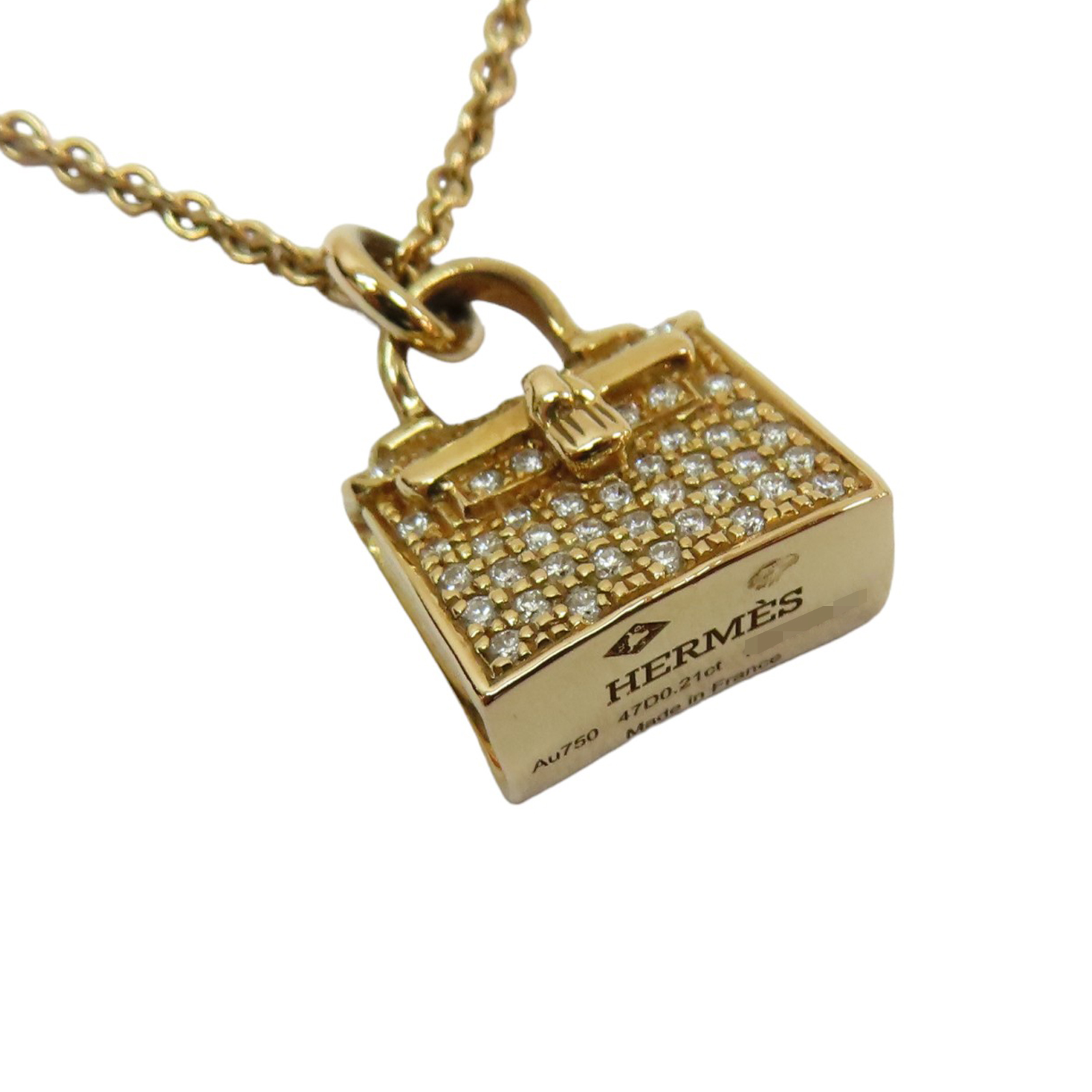 HERMES Amulettes Kelly Pendant Necklace 18k Rose Gold Diamonds | eBay