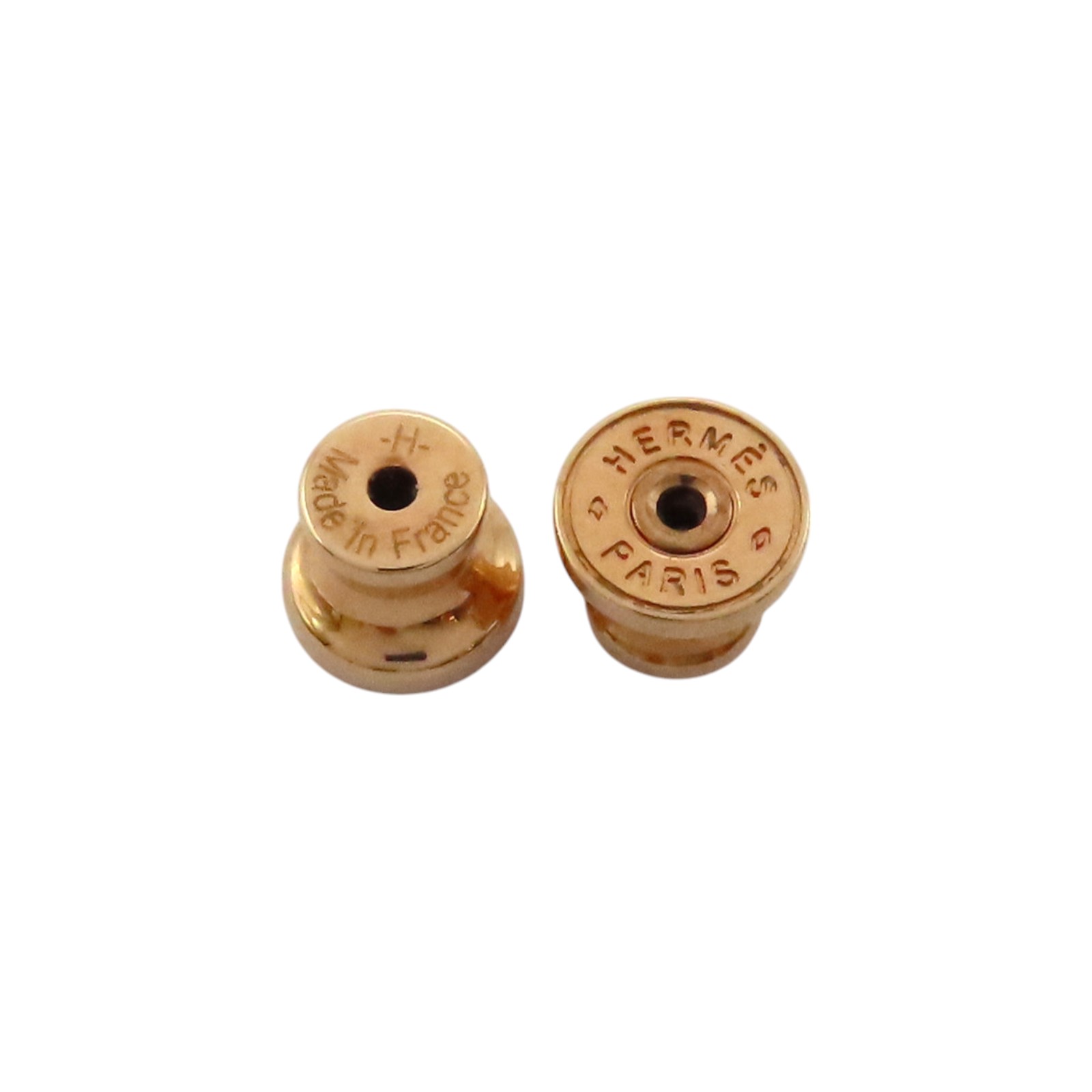 HERMES Heritage Equestre Etrier Earrings Leather Grey Gold