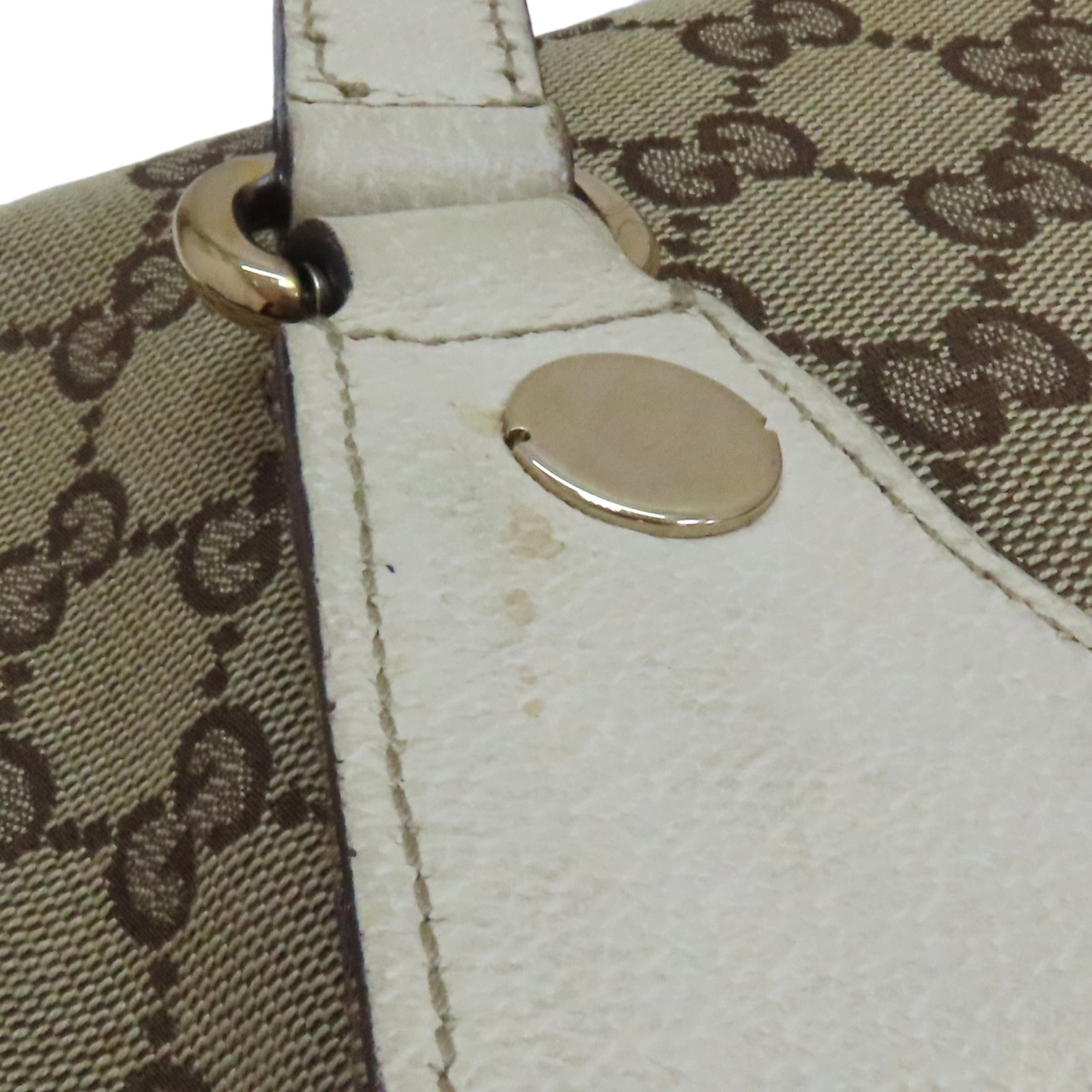ベーさん購入分 GUCCI GG Supreme Shoulder Bag White Calfskin Brown Canvas