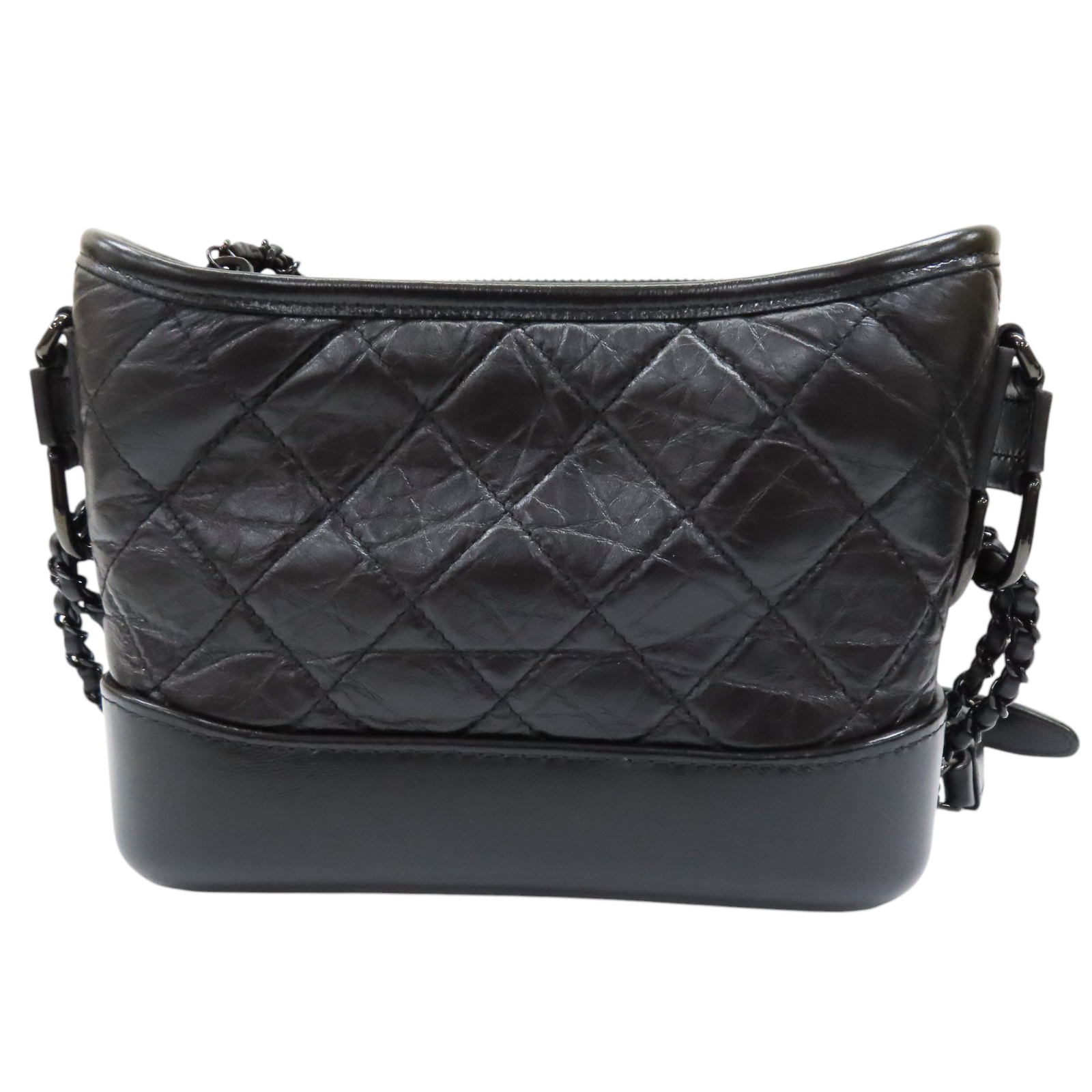 【ヴィンテージ】RankS☆Chanel Black Gabrielle Small Sereis25 CHANEL So Black Gabrielle Small Shoulder Bag Calfskin Black