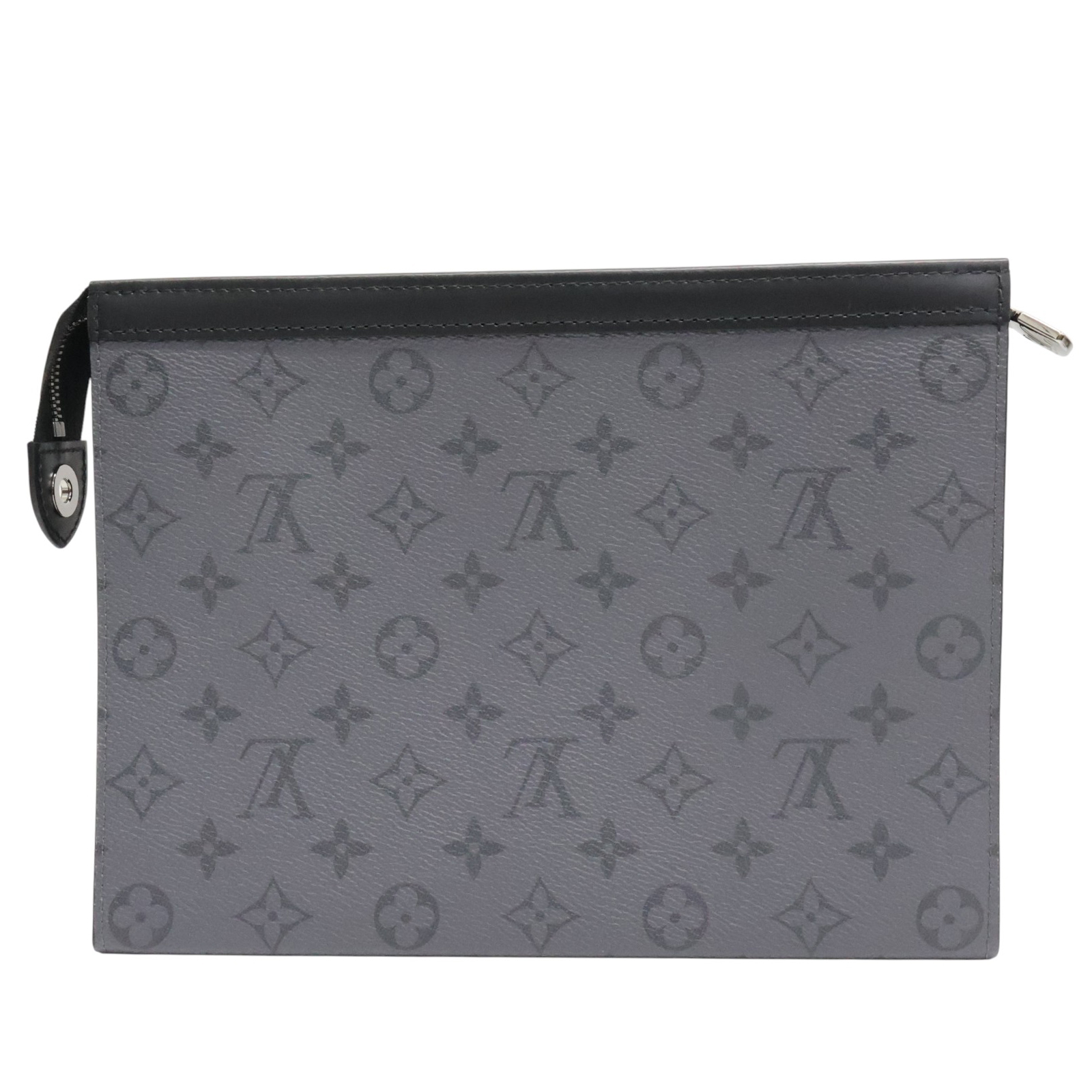 LOUIS VUITTON Pochette Voyage MM Clutch Bag Monogram Eclipse Grey