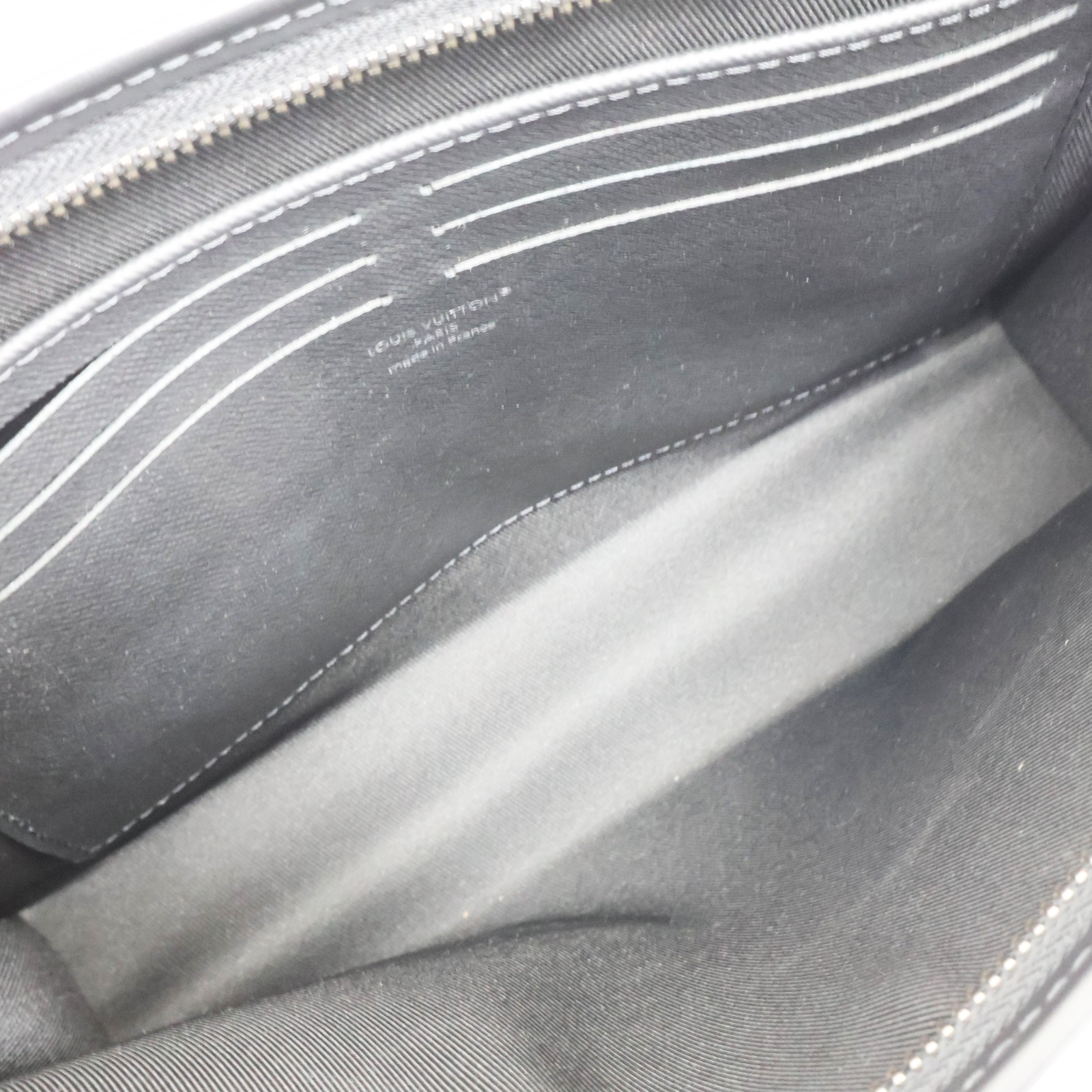 LOUIS VUITTON Pochette Voyage MM Clutch Bag Monogram Eclipse Grey
