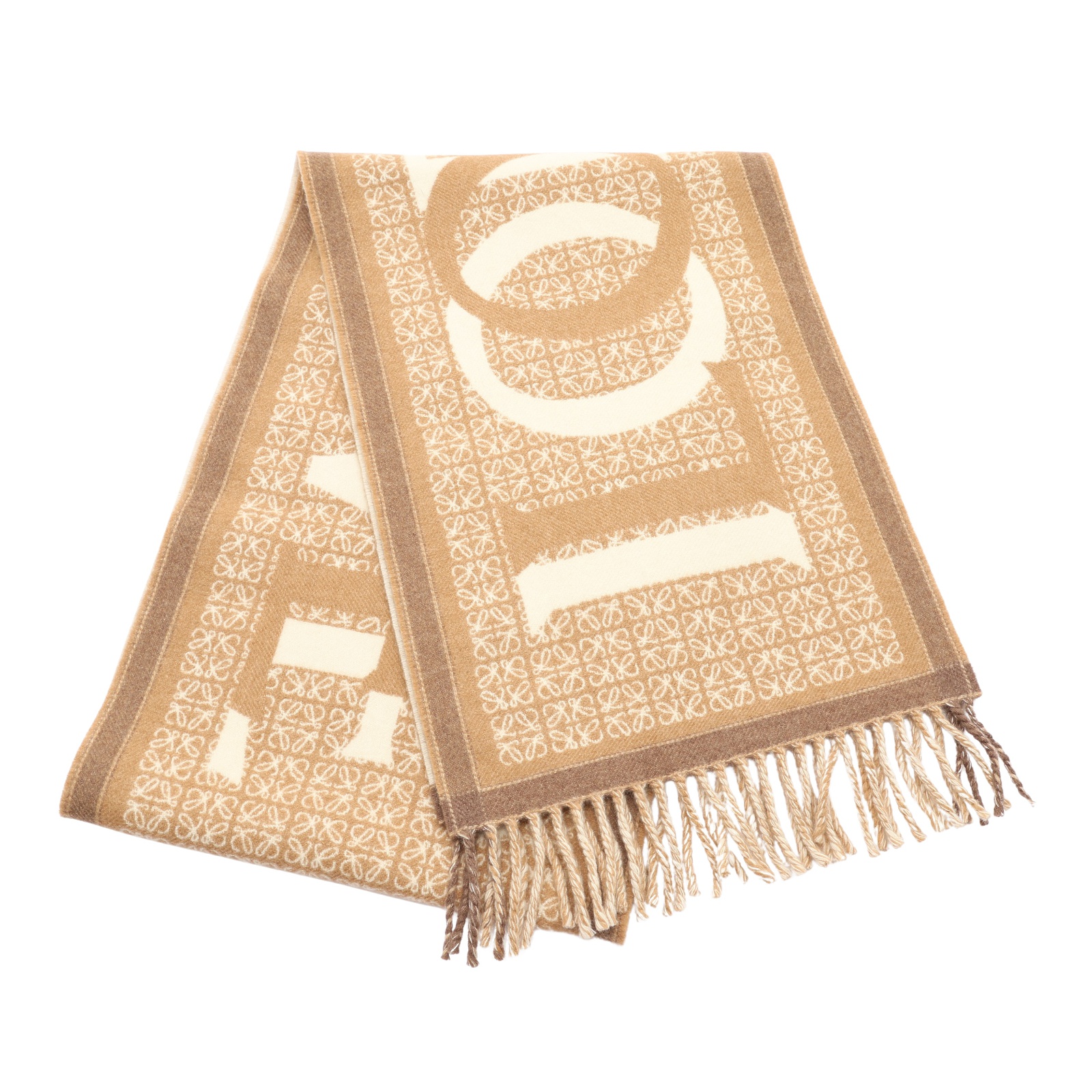 ロエベ LOVE Logo Anagram Fringe Scarf F606257X51