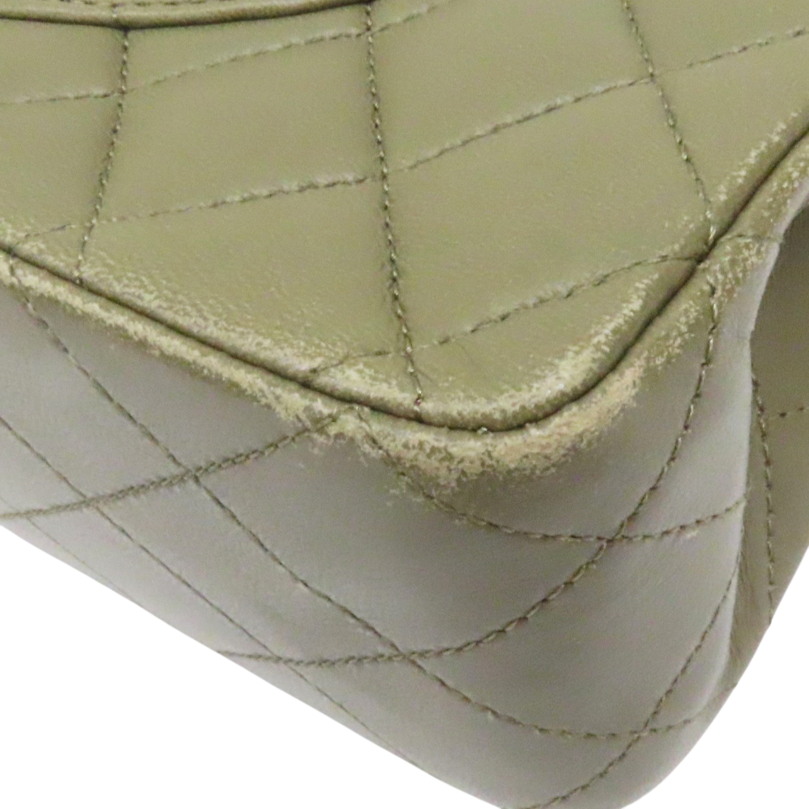 CHANEL Matelasse Coco Mark 25 Shoulder Bag Lambskin Green Silver