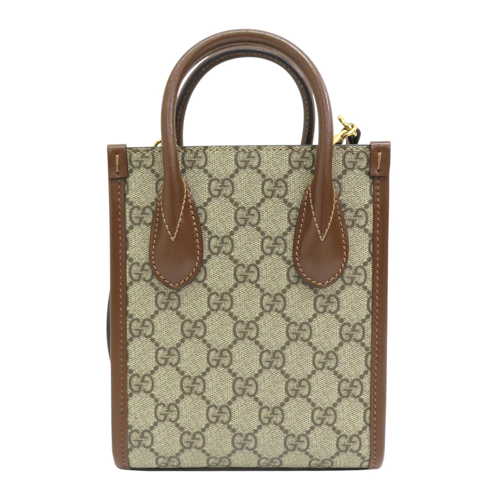 GUCCI GG Supreme Canvas Interlocking G Shoulder Bag Beige Brown