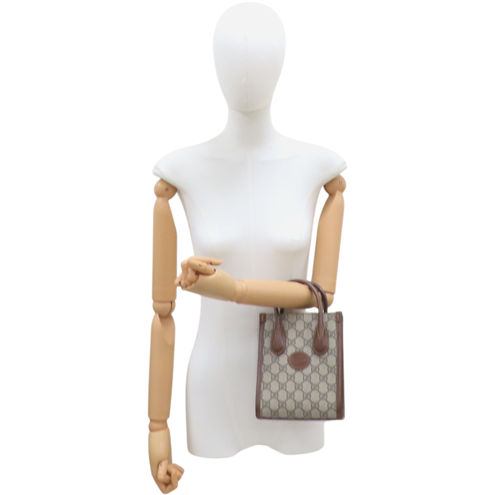 GUCCI GG Supreme Canvas Interlocking G Shoulder Bag Beige Brown