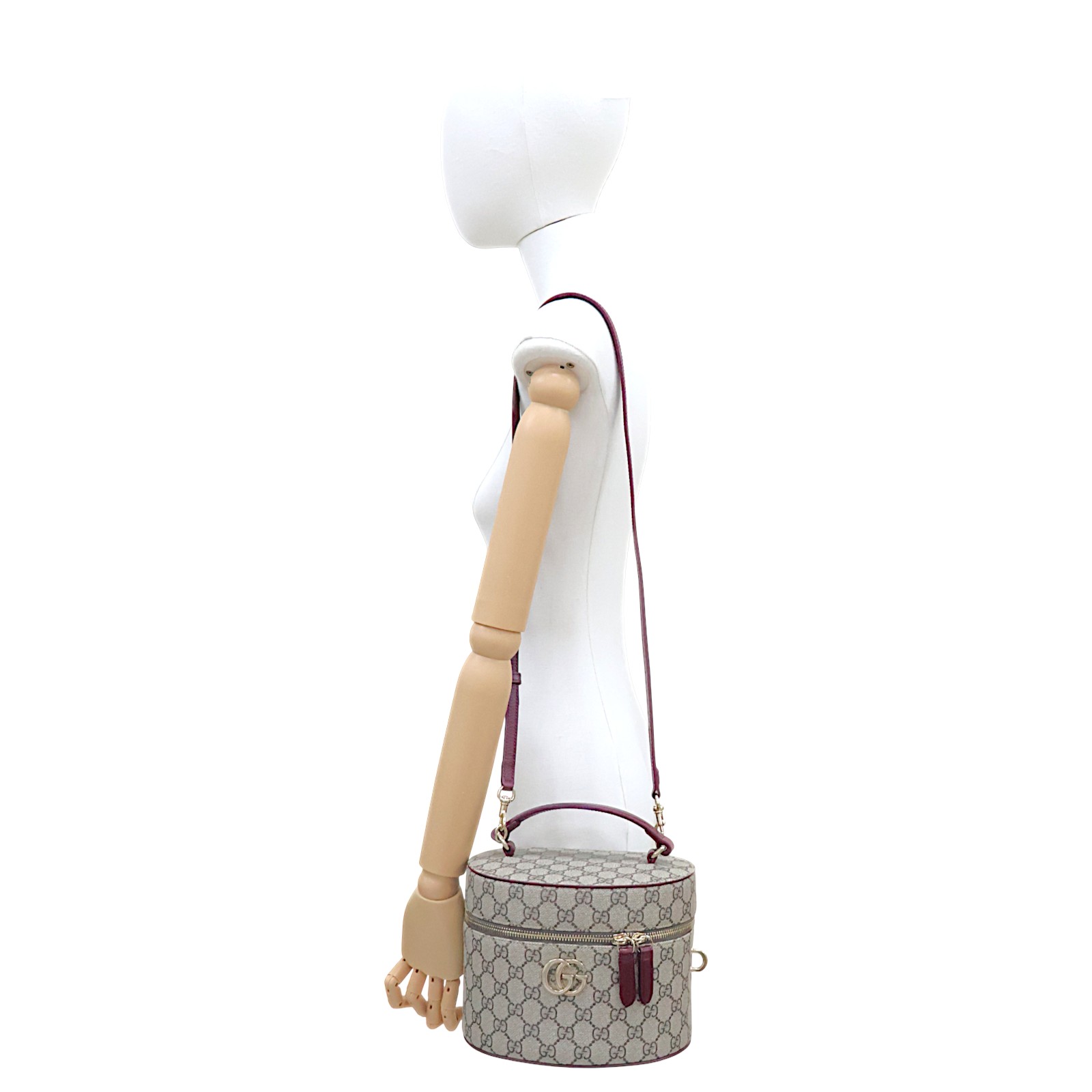 GUCCI GG Supreme Vanity Case Shoulder Handbag PVC Canvas Bordeaux