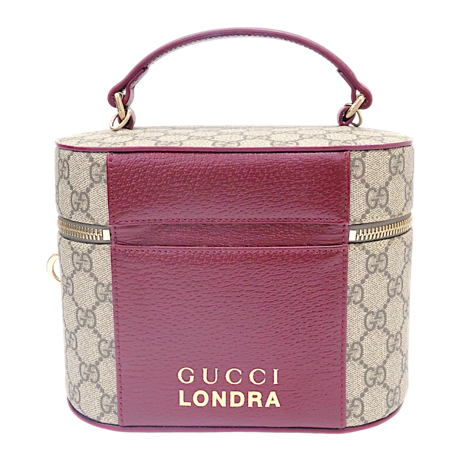 GUCCI GG Supreme Vanity Case Shoulder Handbag PVC Canvas Bordeaux