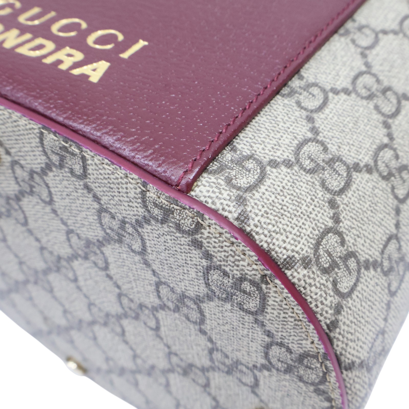 GUCCI GG Supreme Vanity Case Shoulder Handbag PVC Canvas Bordeaux