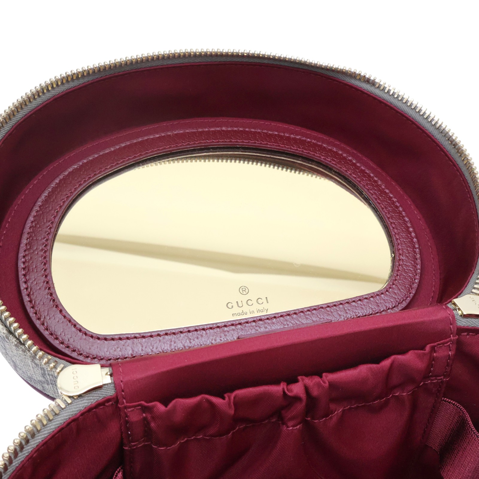 GUCCI GG Supreme Vanity Case Shoulder Handbag PVC Canvas Bordeaux