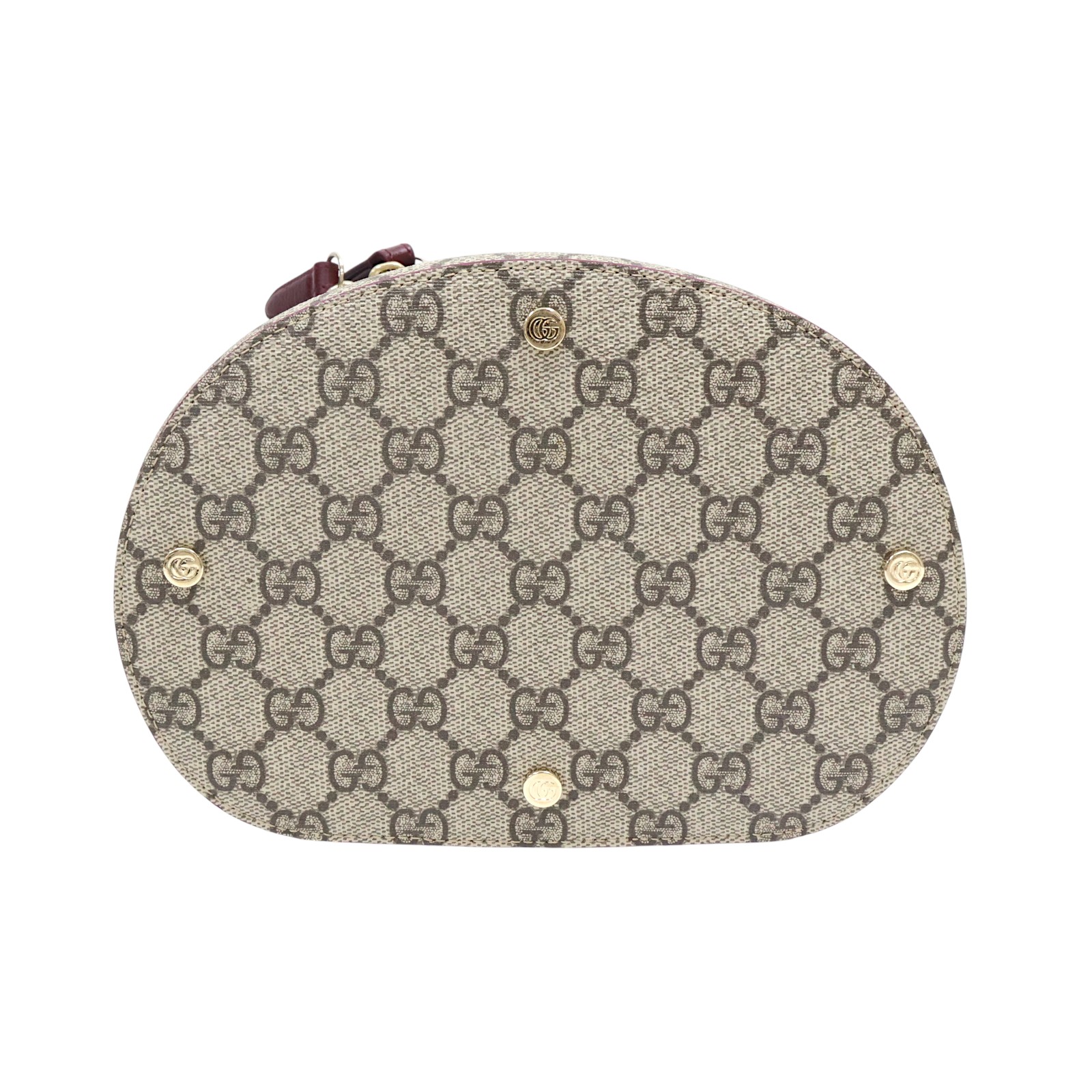 GUCCI GG Supreme Vanity Case Shoulder Handbag PVC Canvas Bordeaux