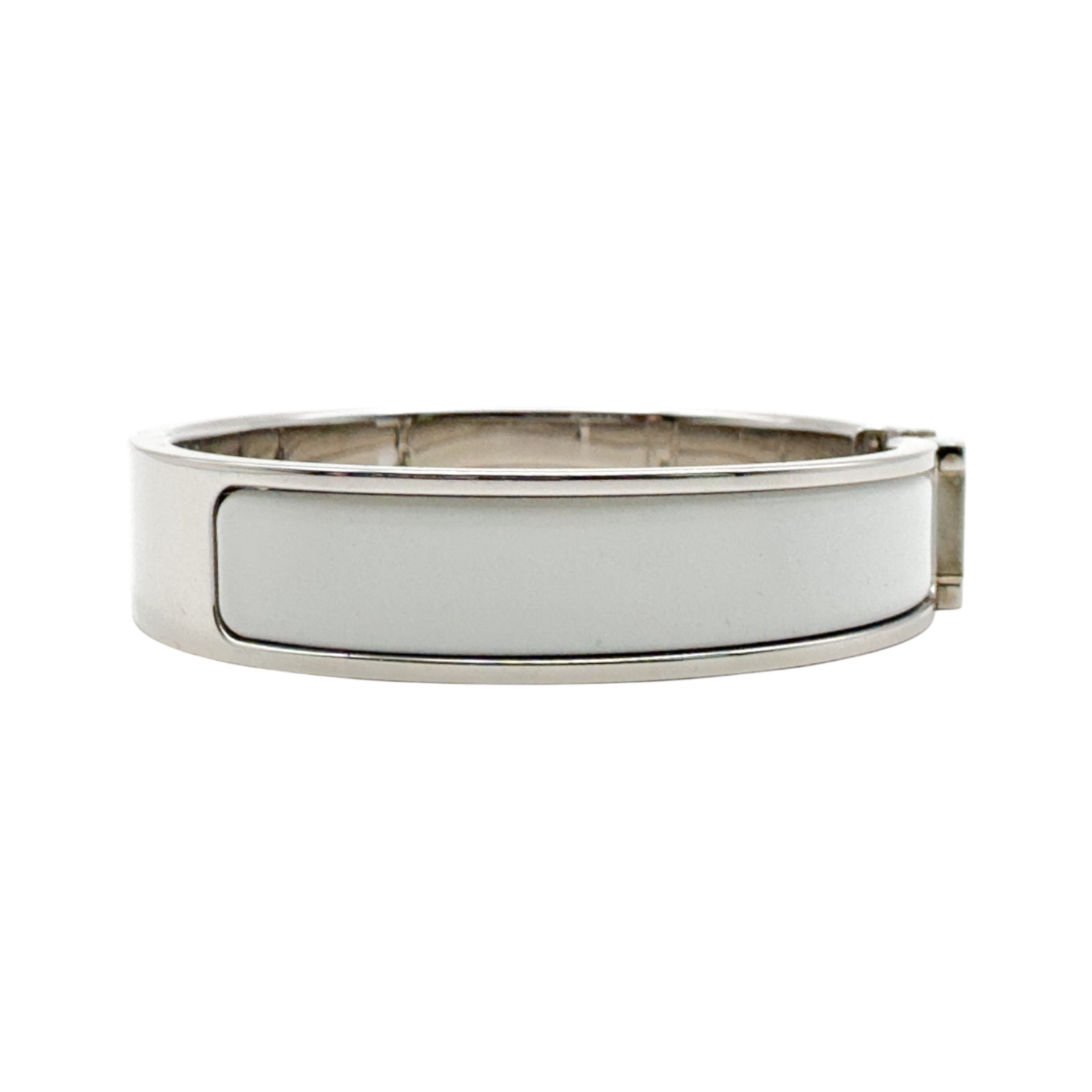 HERMES Clic H Bracelet White Enamel Silver Plated | eBay