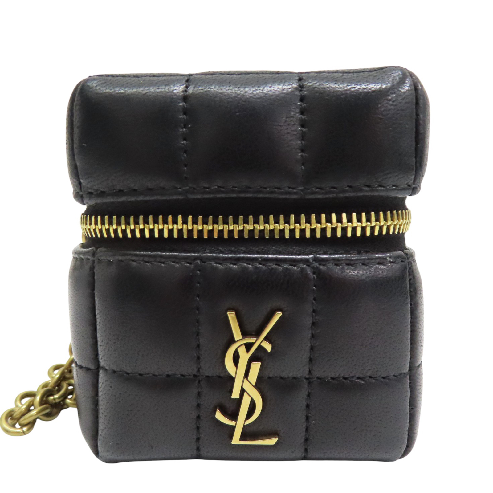 SAINT LAURENT Cassandre Matelasse Carre Mini Cube Wristlet Black