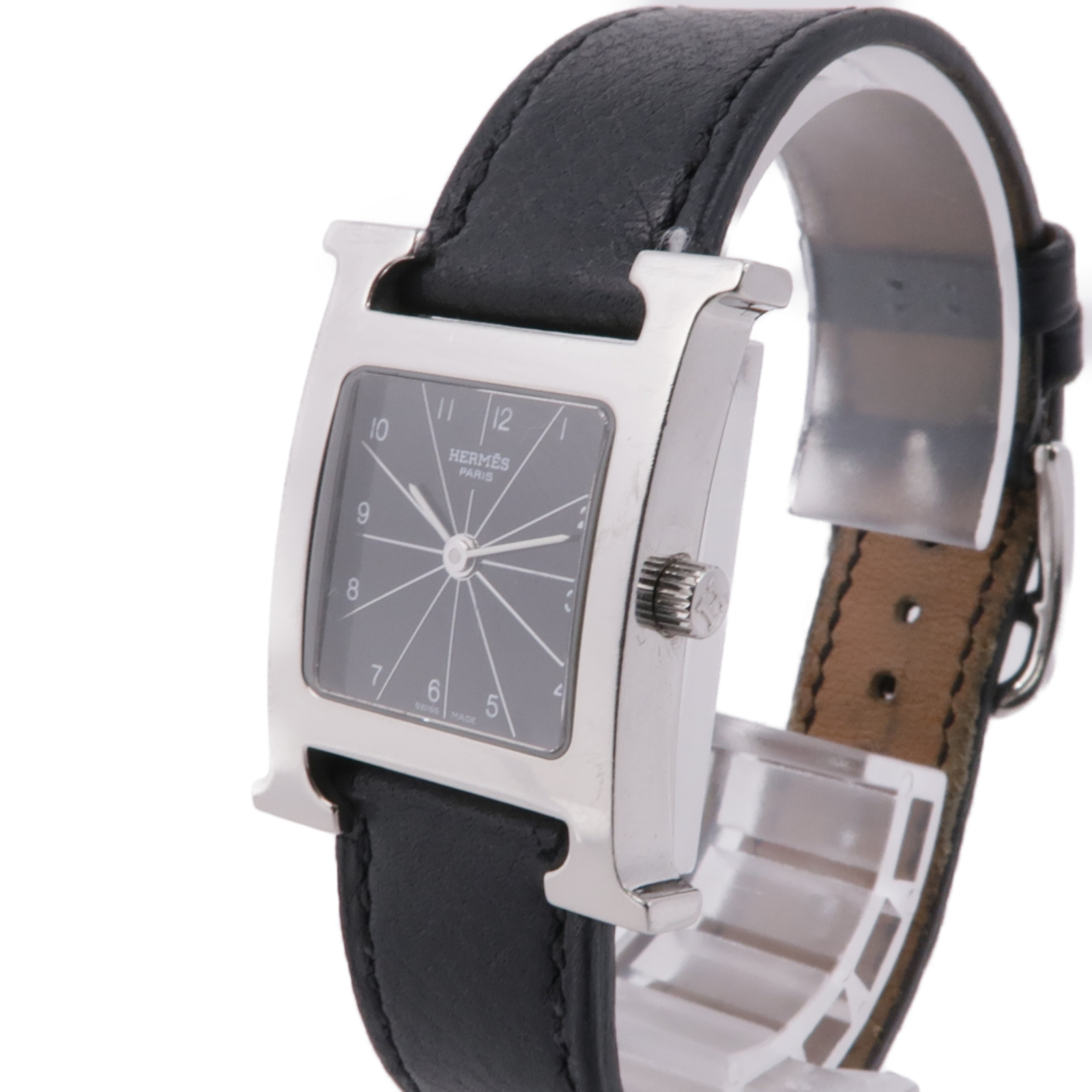 HERMES H Watch HH1.210 Quartz Watch Black | eBay