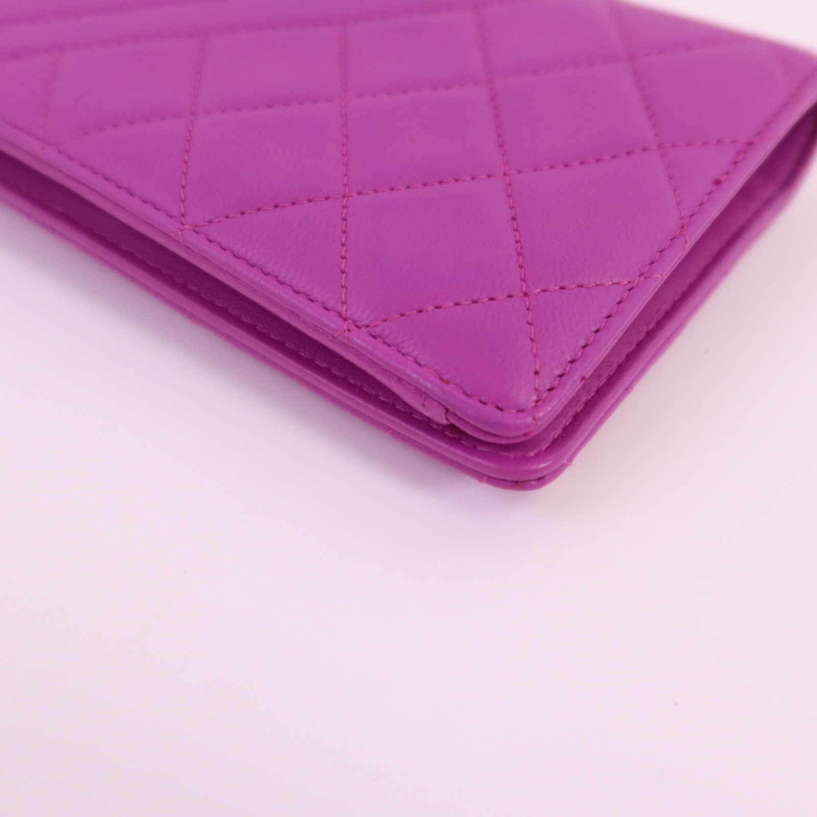 CHANEL CC Boy Long Wallet Lambskin Leather Purple | eBay