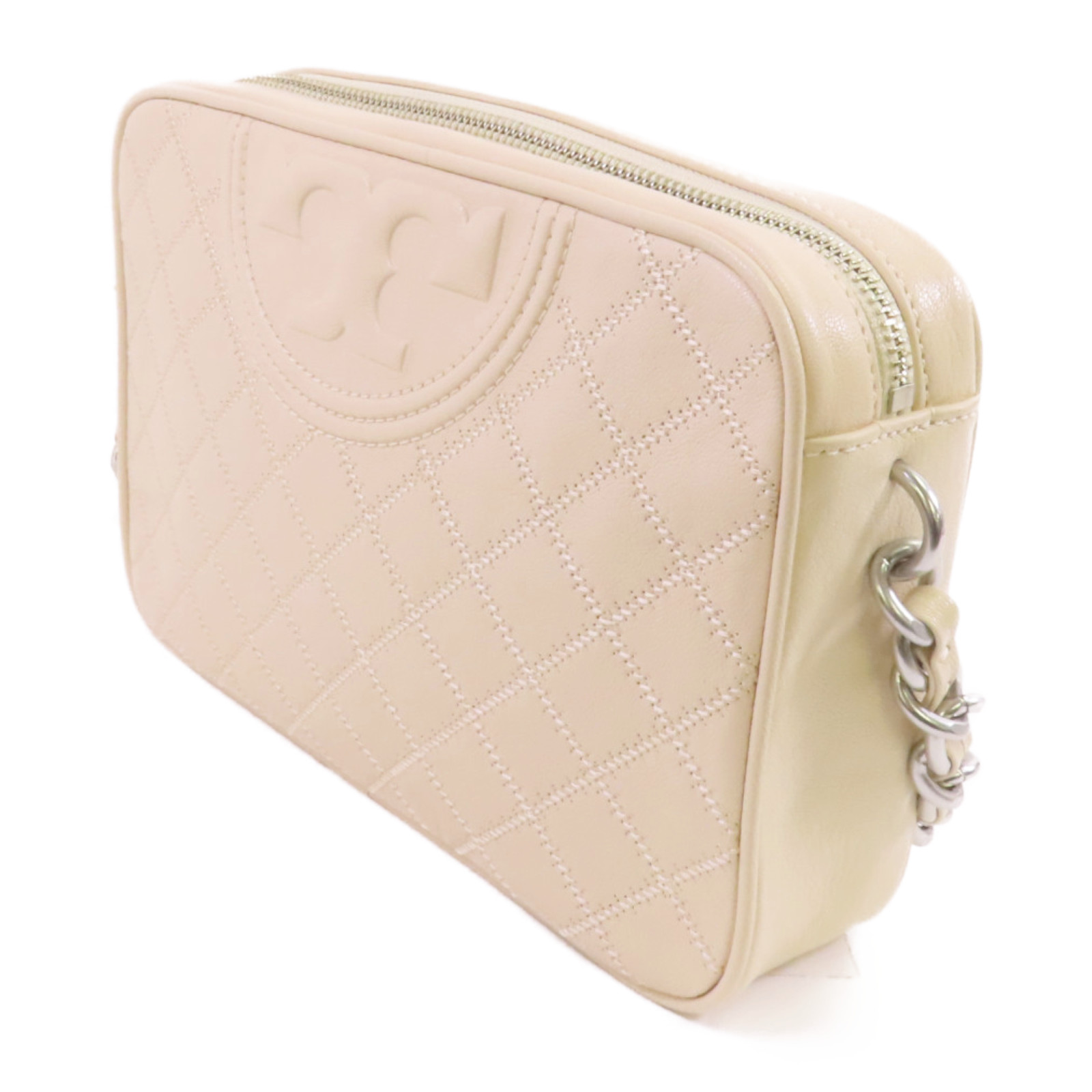 TORY BURCH SHW Chain Shoulder Bag 10005608 Calfskin Leather Beige