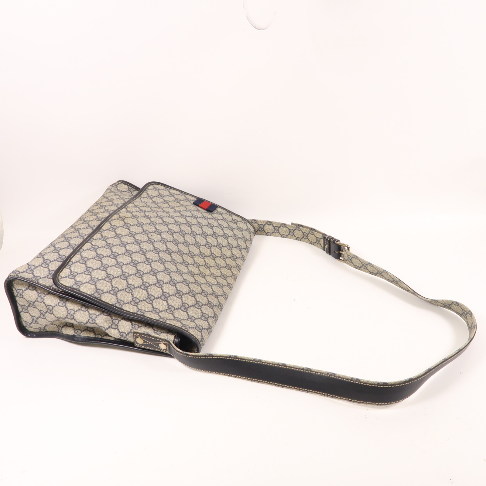 GUCCI GG Shoulder Bag 246411 Coated Canvas Blue/Brown | eBay