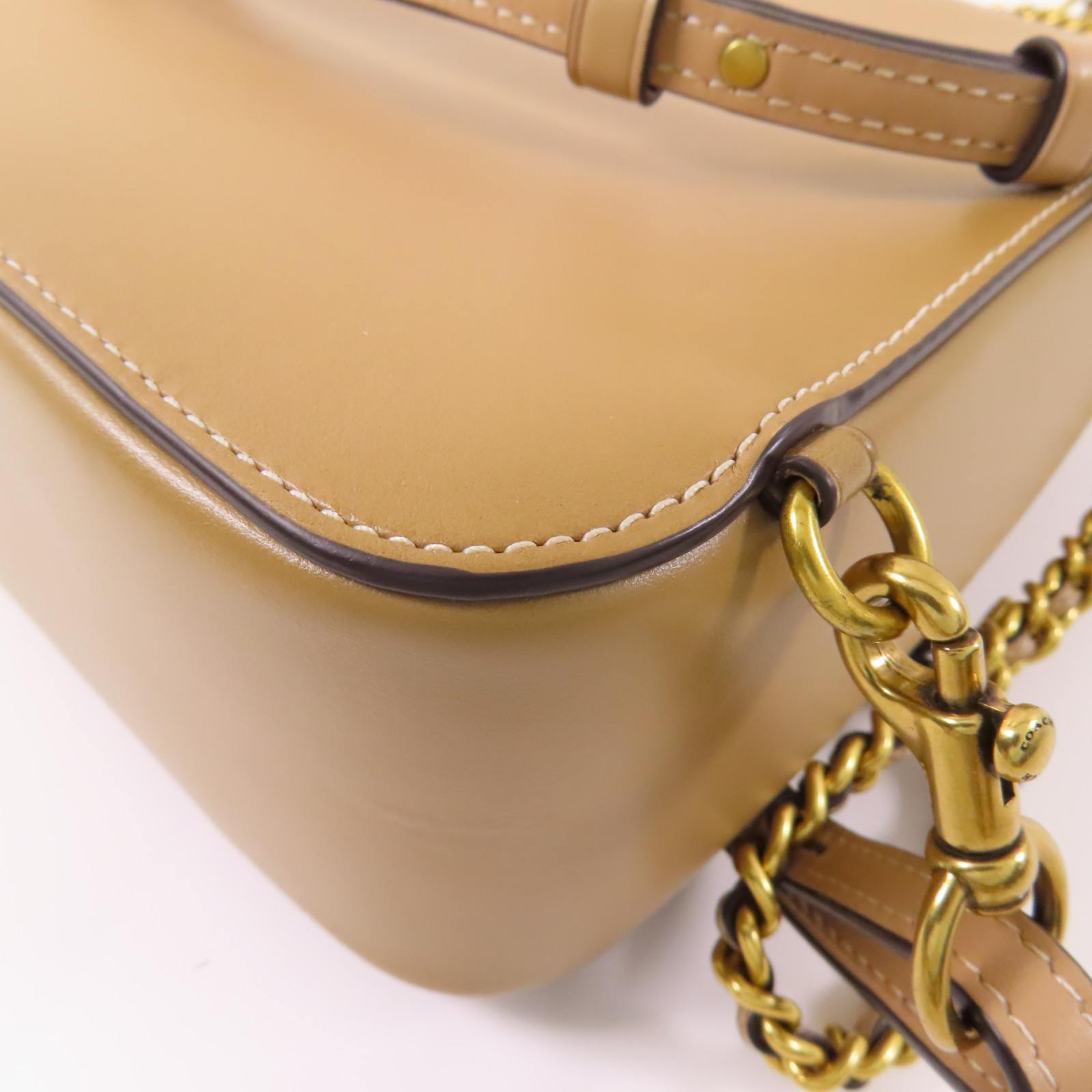 15%OFF* COACH GHW Chain Backpack J2057-4690 Calfskin Leather Beige