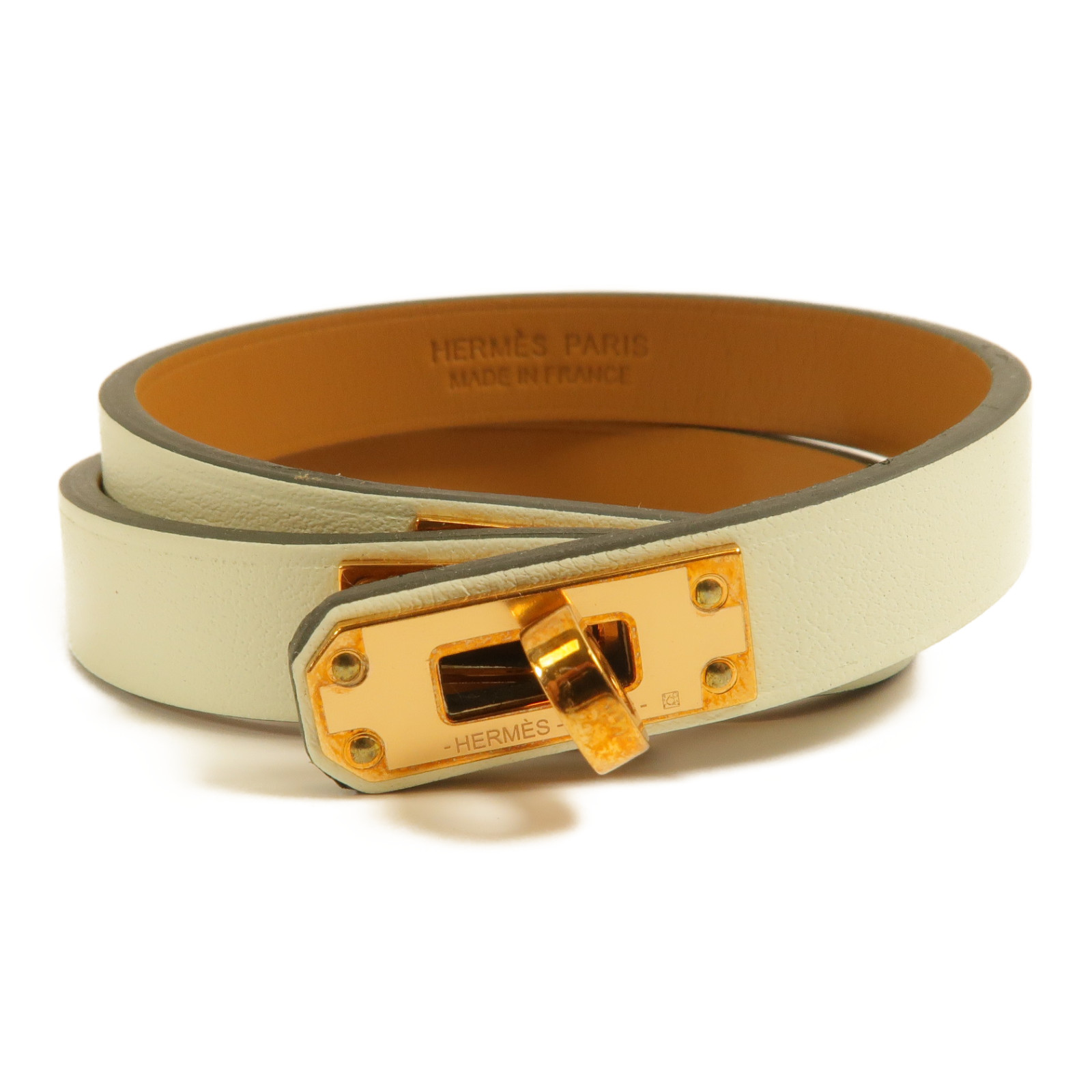 HERMES Mini Kelly Double Tour Bangle Metal Swift Leather