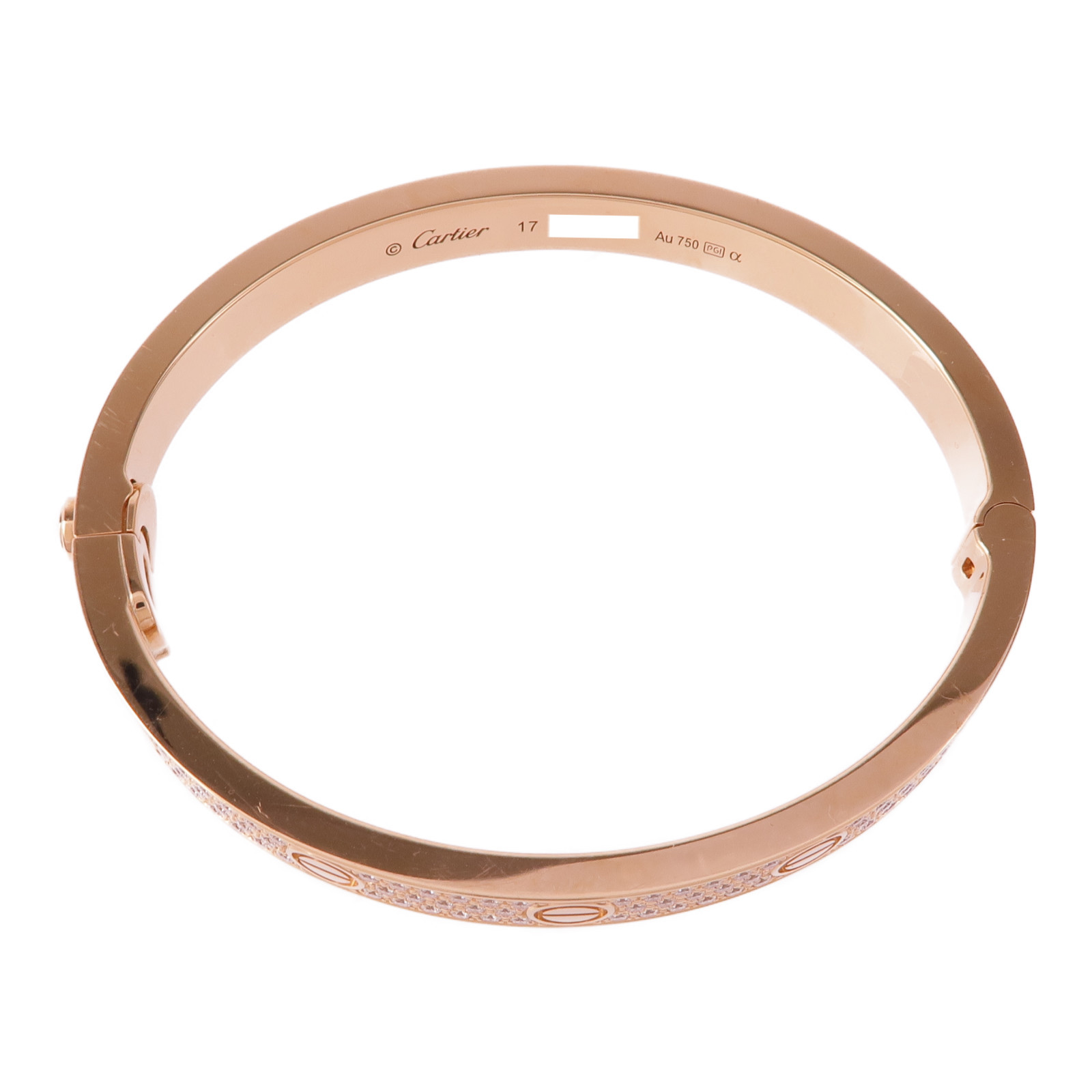 CARTIER Love Bangle Full Diamond Bracelet 18K Pink Gold Cartier#17