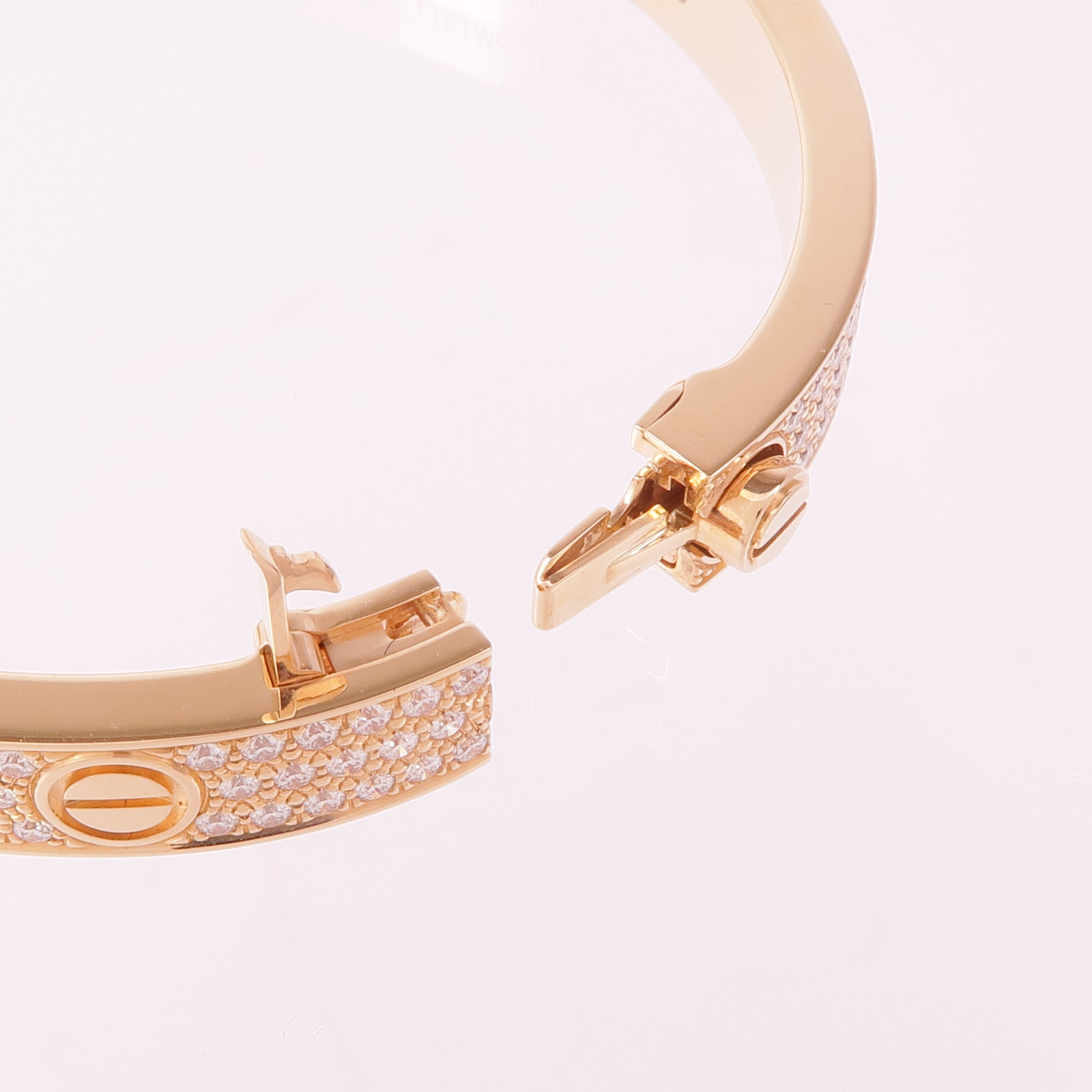 CARTIER Love Bangle Full Diamond Bracelet 18K Pink Gold Cartier#17