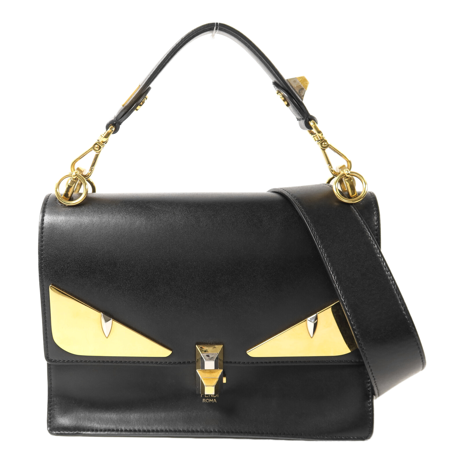 FENDI Kani 2 Way Shoulder Bag 8BT283 Calfskin Leather Black | eBay