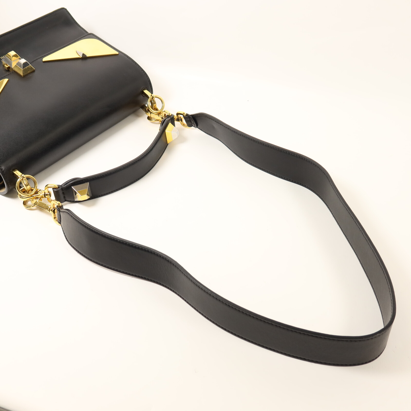 FENDI Kani 2 Way Shoulder Bag 8BT283 Calfskin Leather Black | eBay