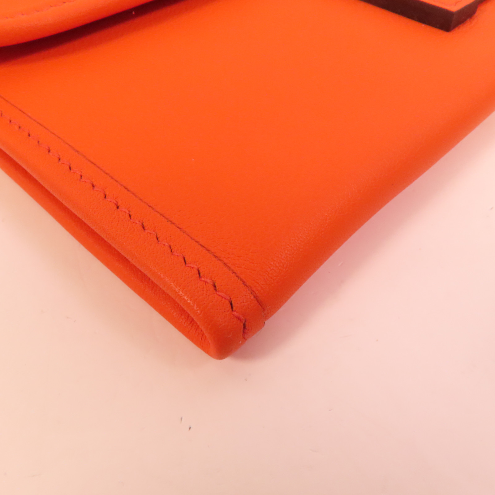 HERMES Jige Duo Clutch Bag Swift Leather Orange Poppy | eBay
