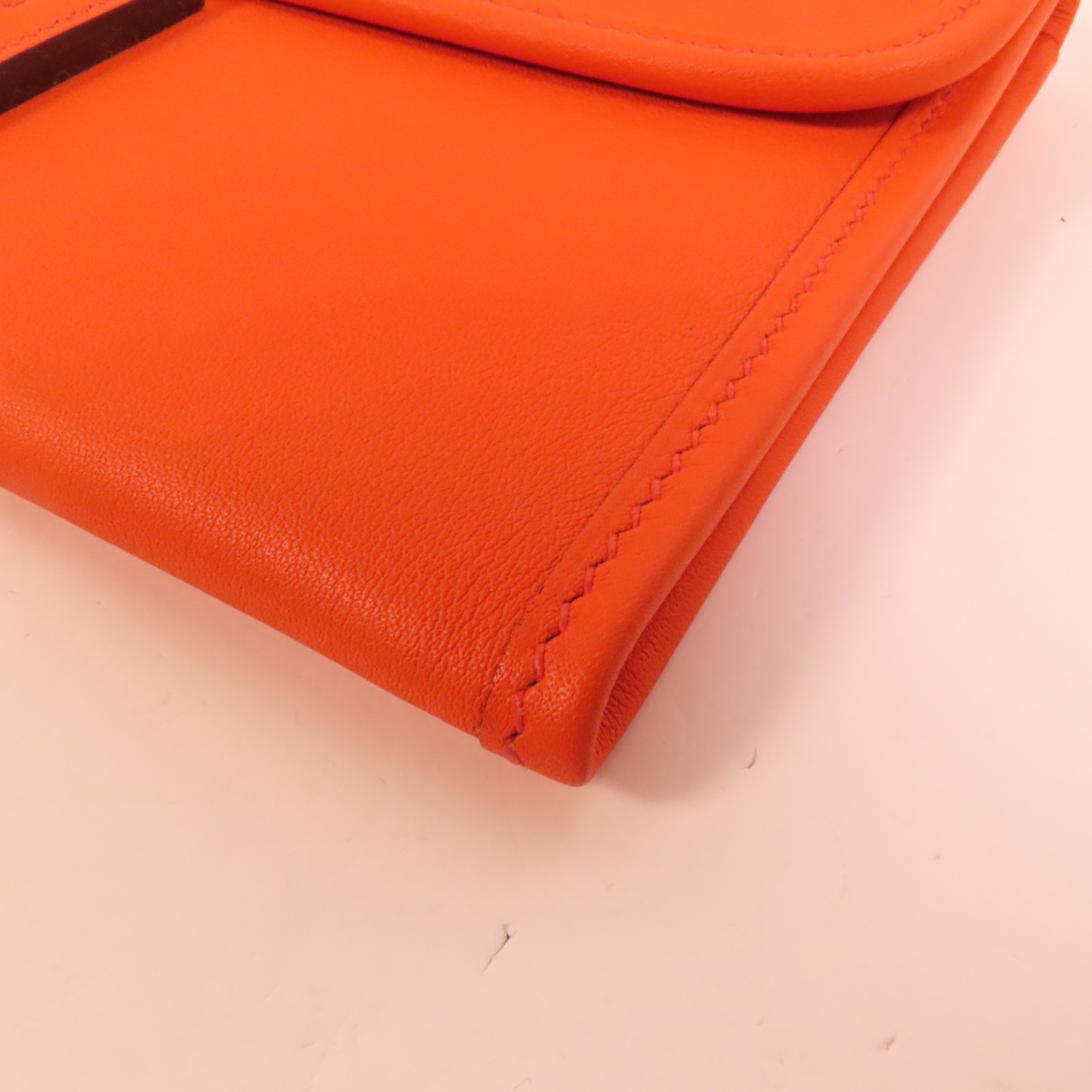HERMES Jige Duo Clutch Bag Swift Leather Orange Poppy | eBay