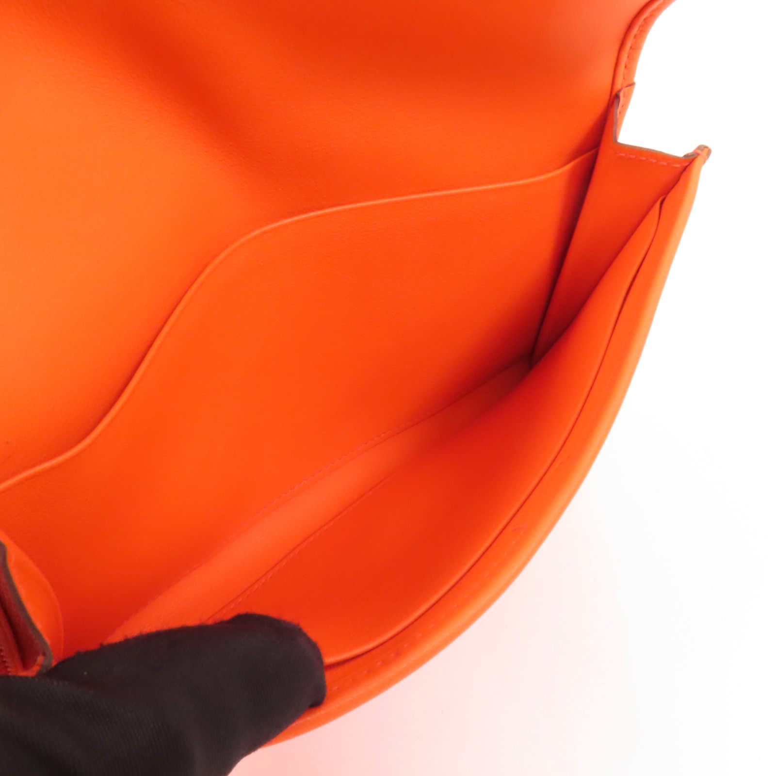 HERMES Jige Duo Clutch Bag Swift Leather Orange Poppy | eBay