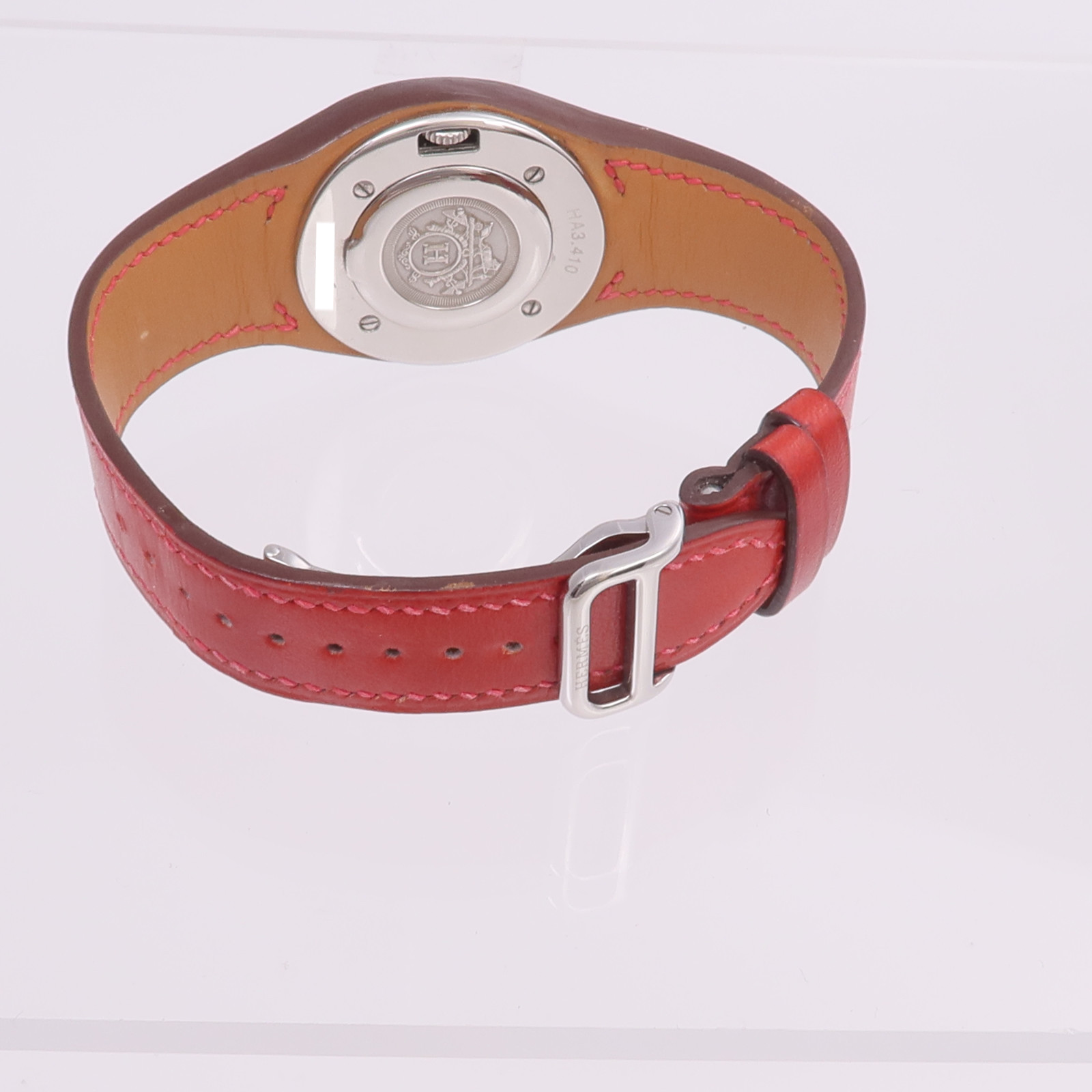 HERMES Harnais HA3.410 Quartz Watch Stainless Steel Leather White 