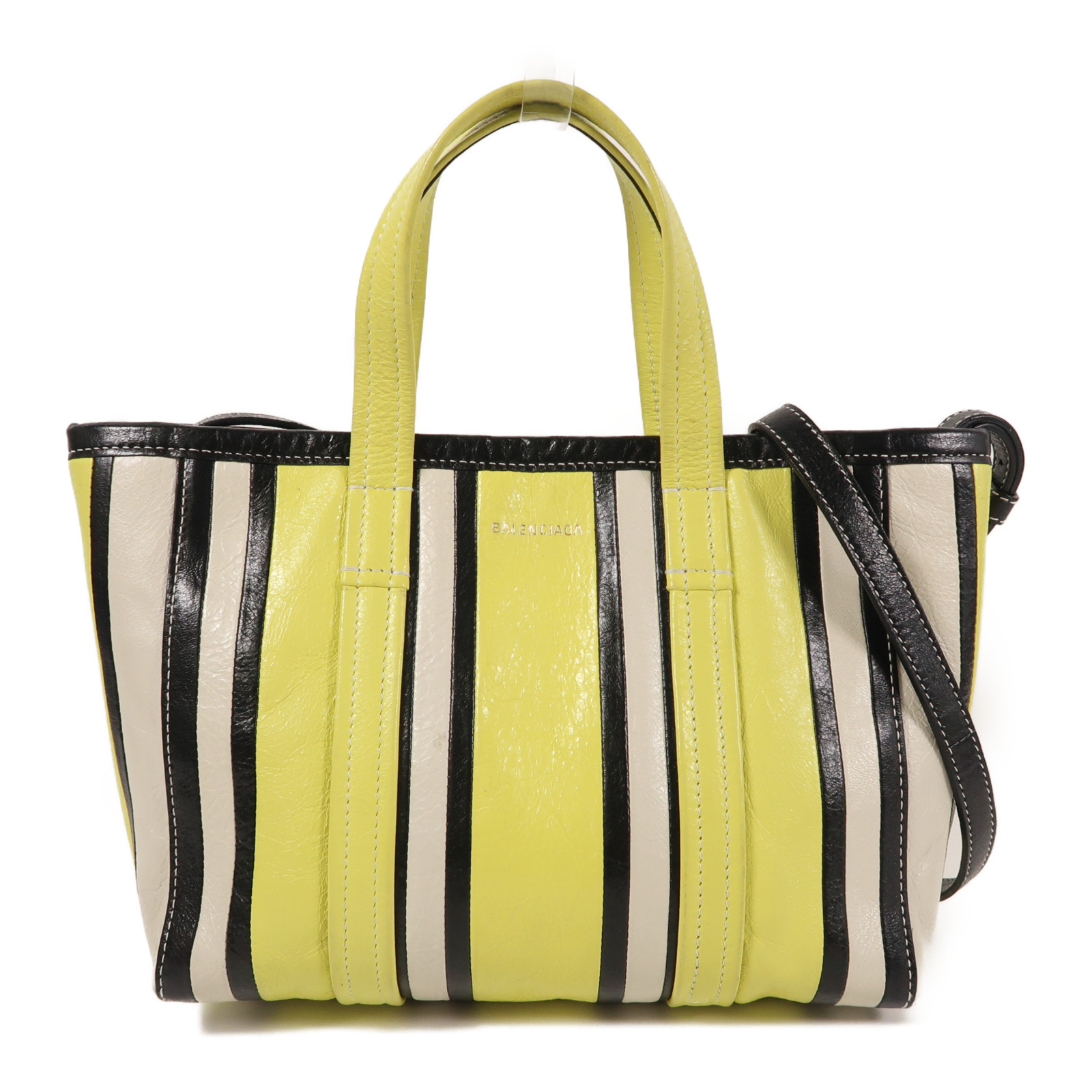 BALENCIAGA Bazzar Small 2way Shoulder Bag Leather Black/Yellow