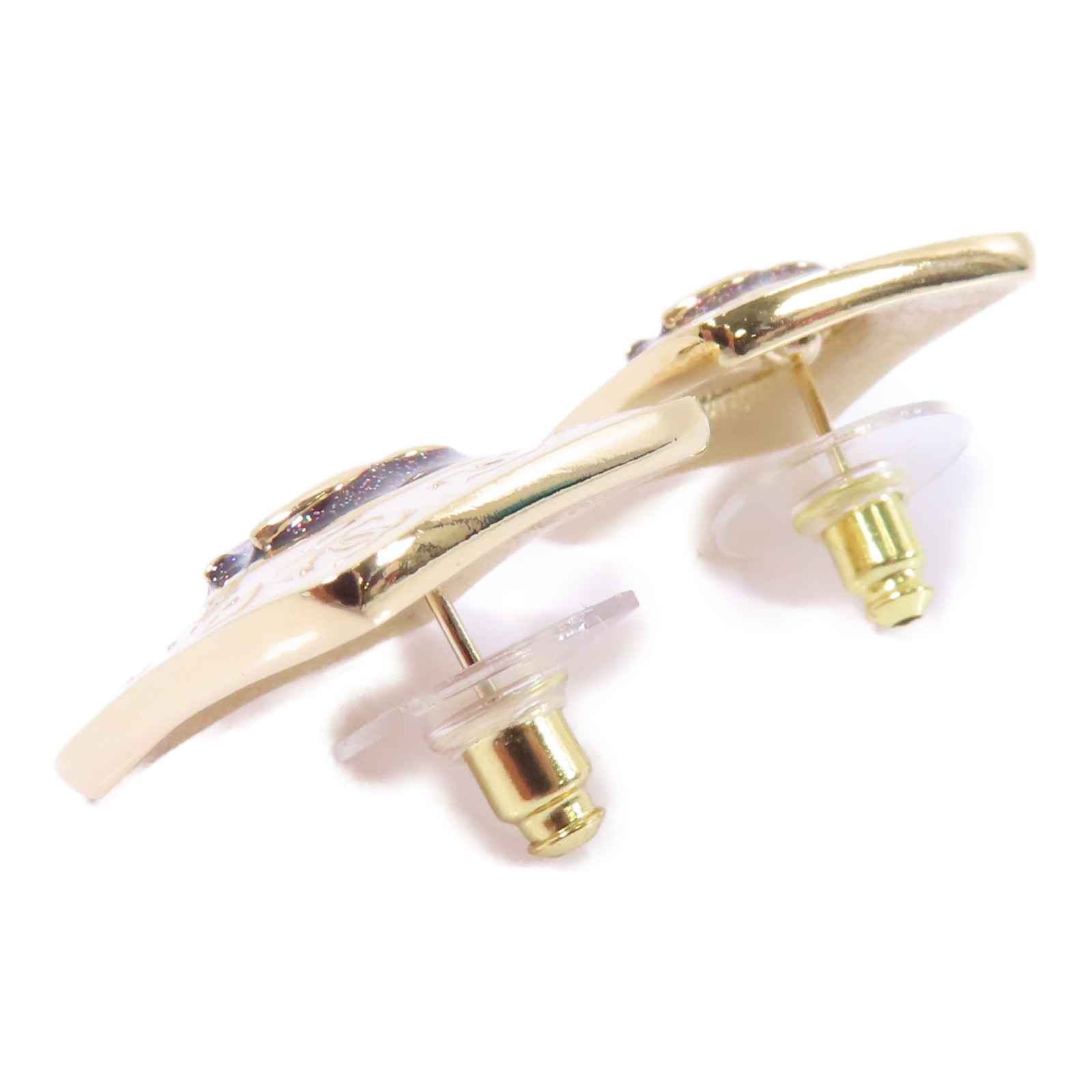 CHANEL CC Earrings Accessories C24/C Metal Gold White | eBay