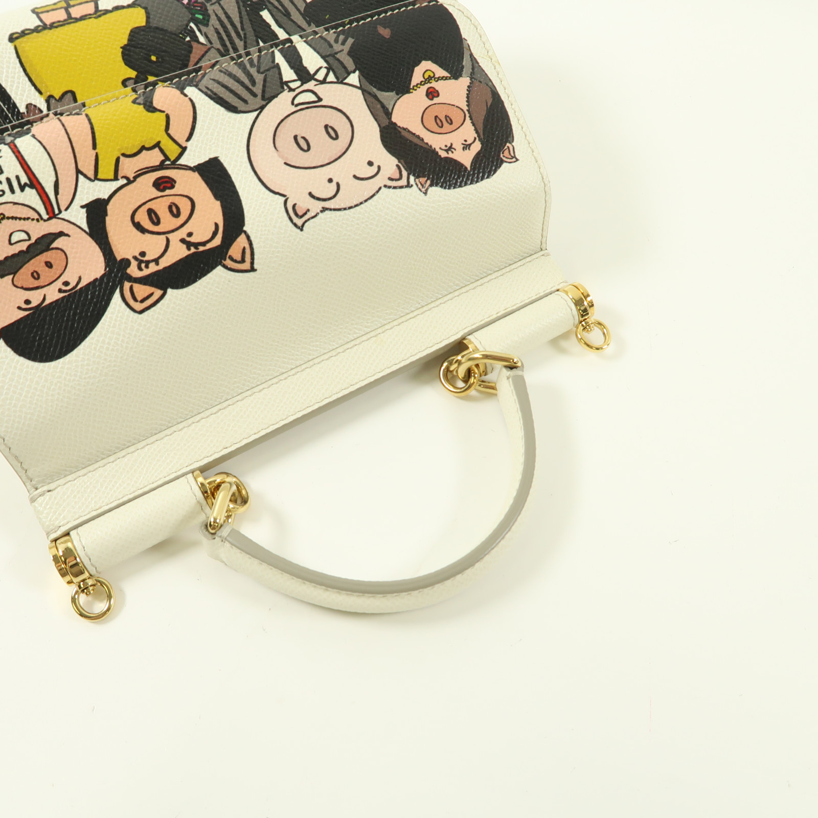 Dolce & Gabbana D&G GHW 2Way Shoulder Bag Family Pig Bianco