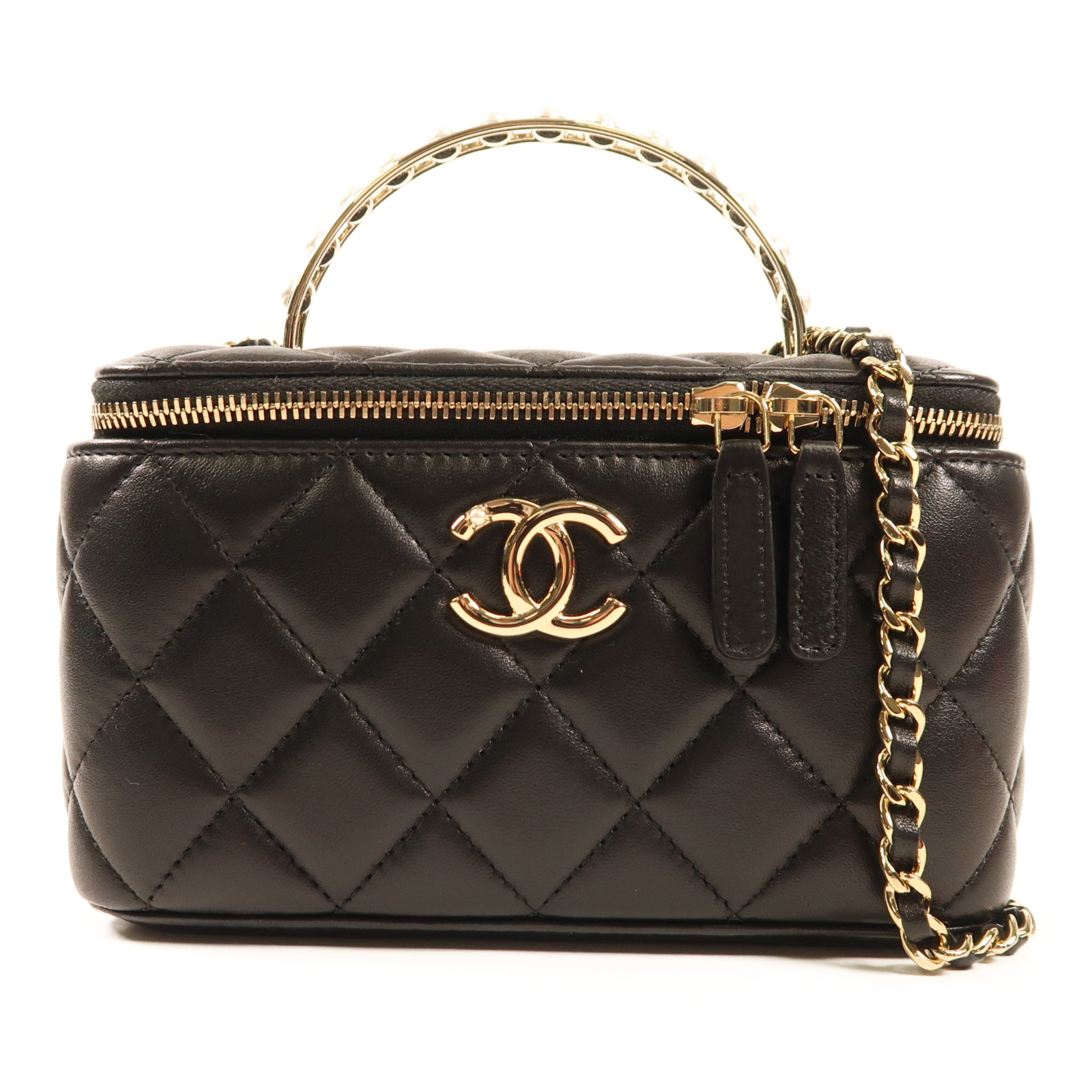 シャネル　バニティバッグ CHANEL CC SHW Vanity Case Chain 2 Way Bag AP3956 Lambskin