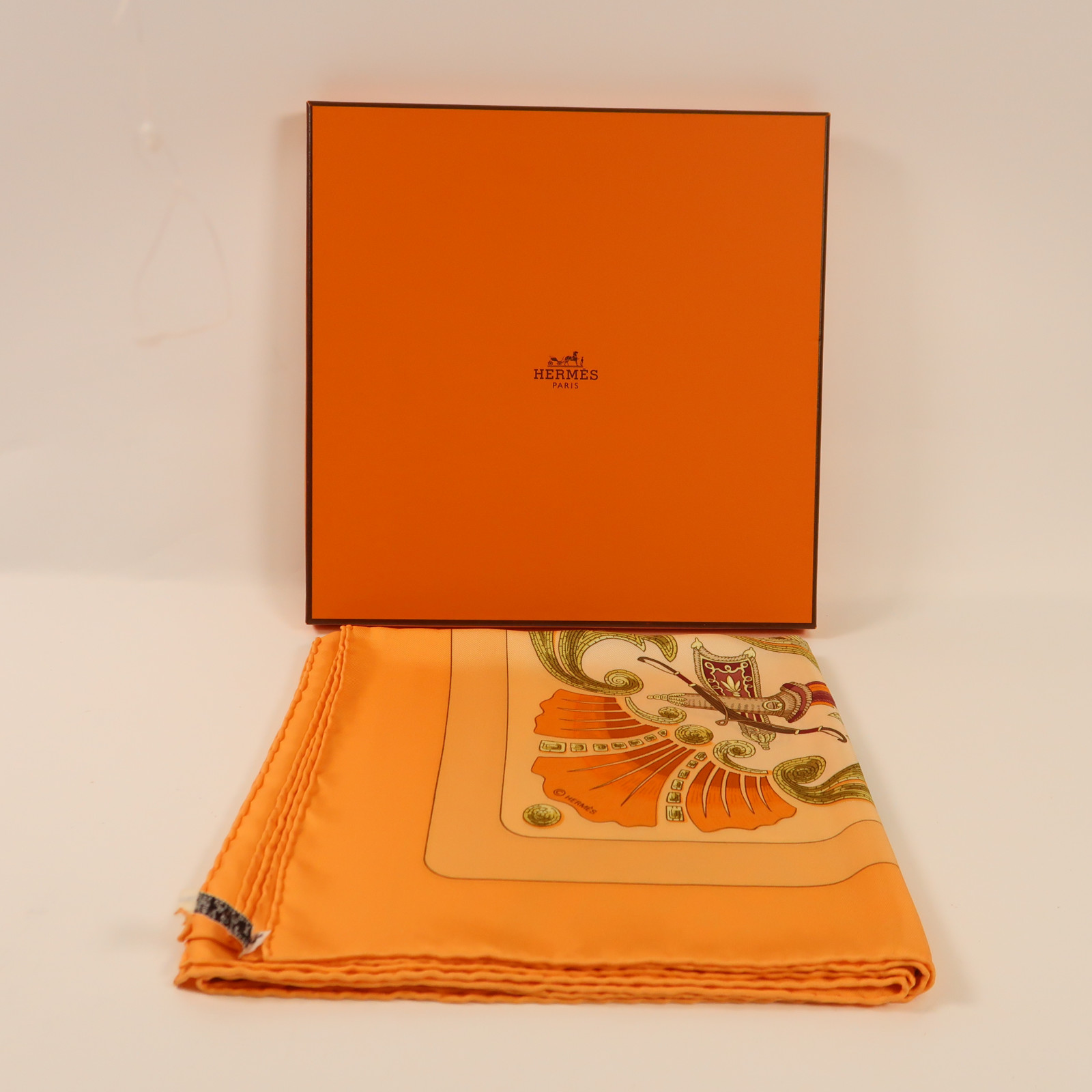 HERMES 90X90 Scarf Silk Orange | eBay
