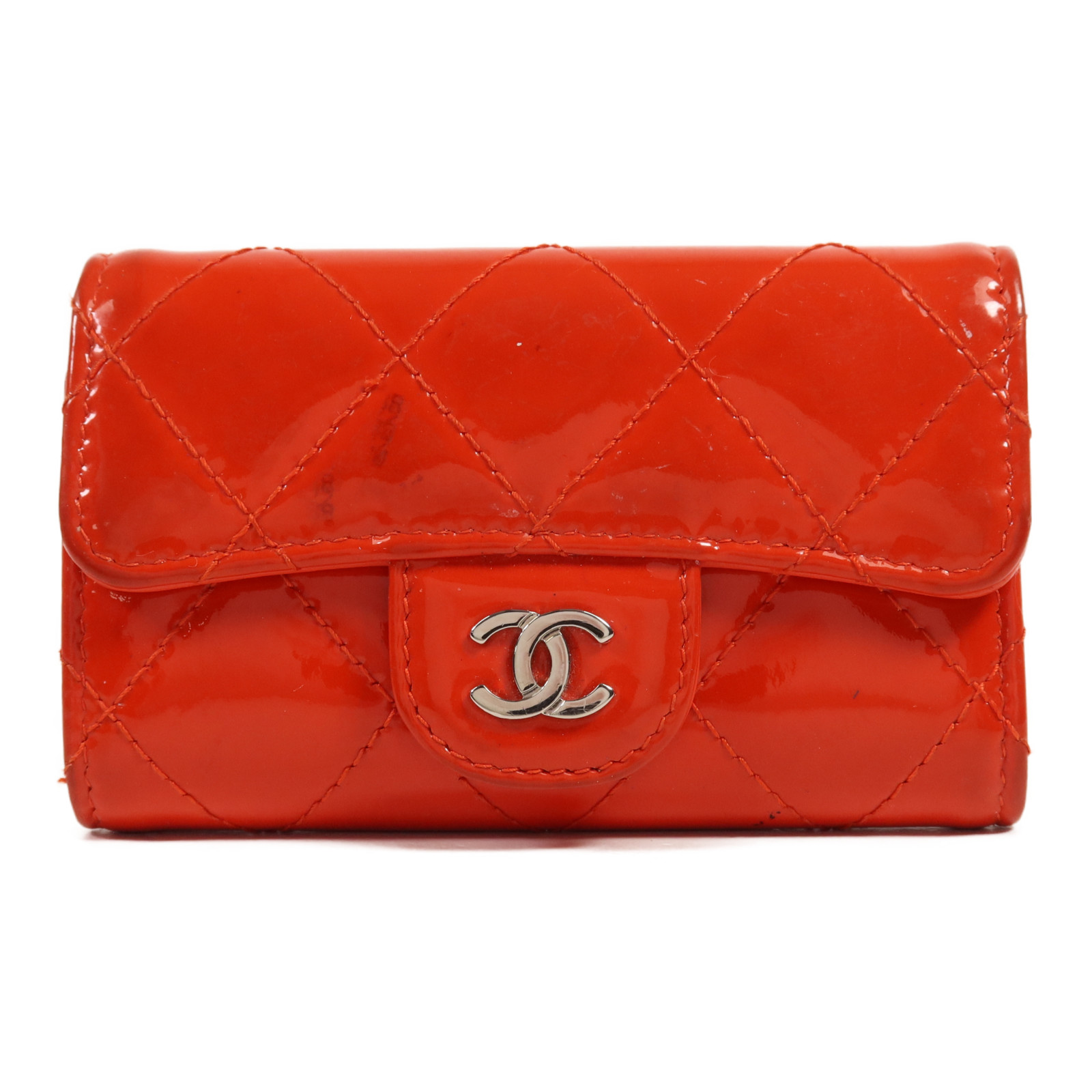CHANEL レザーキーケース 赤 15%OFF* CHANEL CC SHW Key Holder Patent Leather Red | eBay