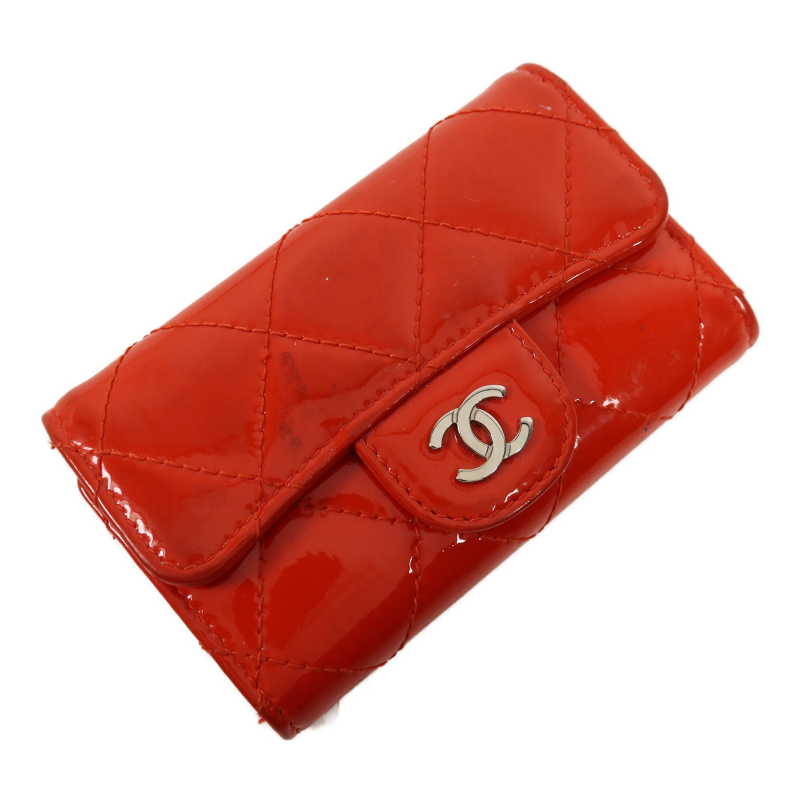 15%OFF* CHANEL CC SHW Key Holder Patent Leather Red | eBay
