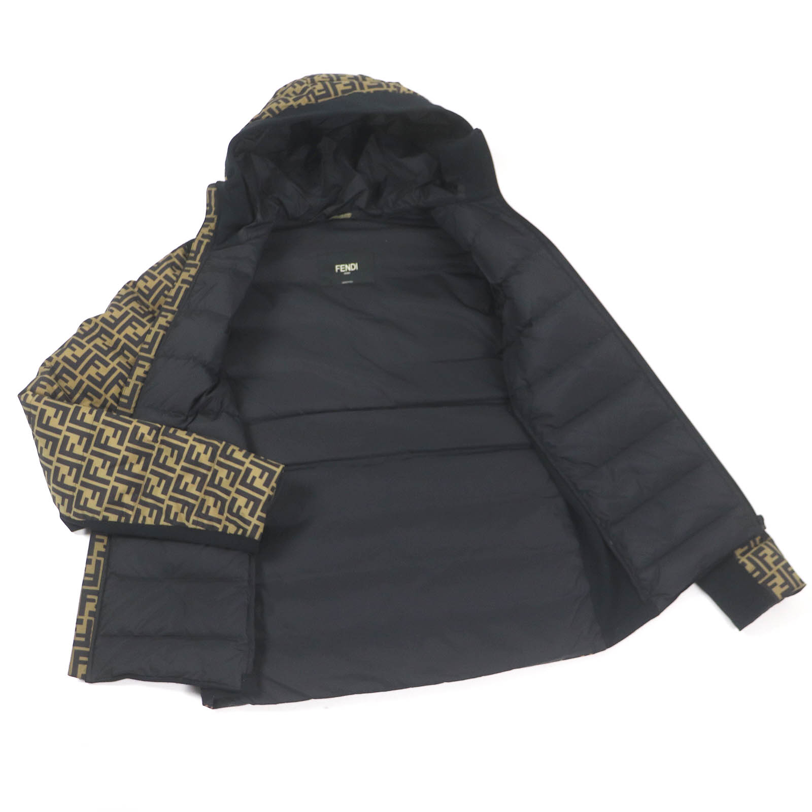 Great FENDI Down jacket FF logo Zucca material switching Brown