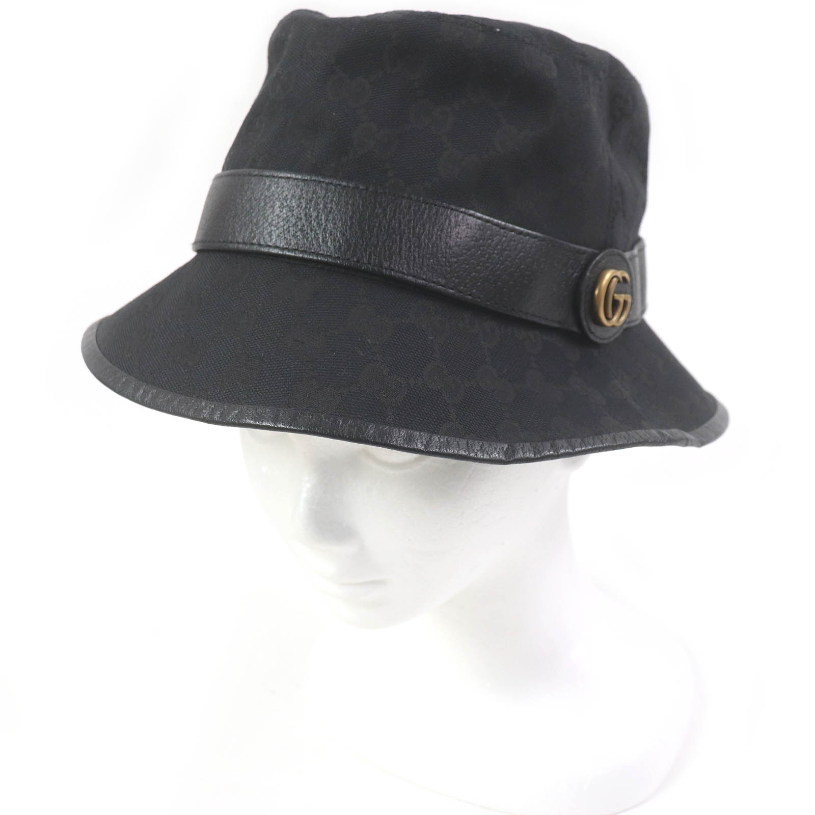 Great GUCCI hat GG Canvas Fedora Bucket Hat black polyester mens