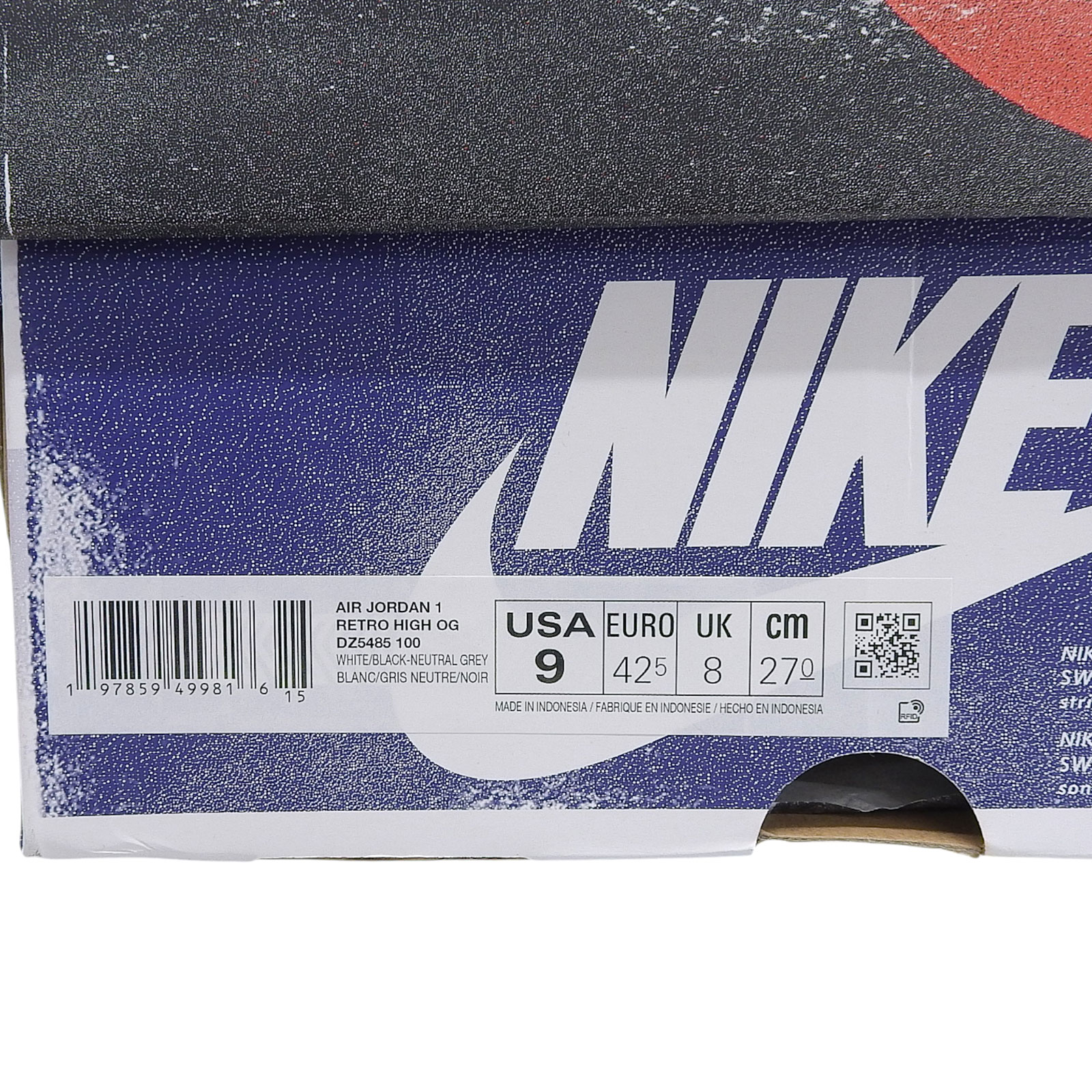 Pristine NIKE High cut sneakers AIR JORDAN 1 RETRO HIGH OG 27 
