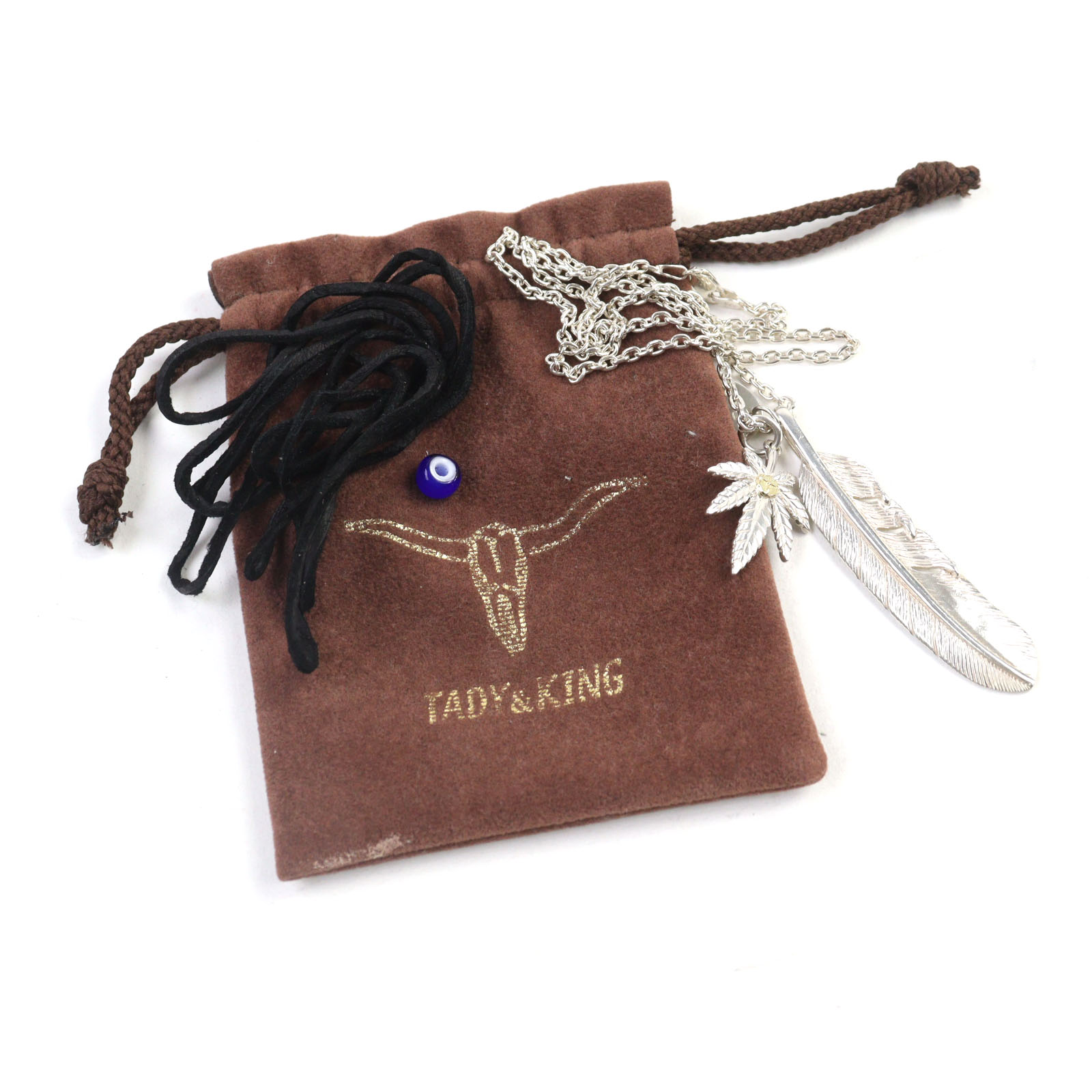 アクセサリー Tady &King Feather Necklace Rank A TADY&KING Necklace Extra-large Silver Feather Ganja Horn Accessory