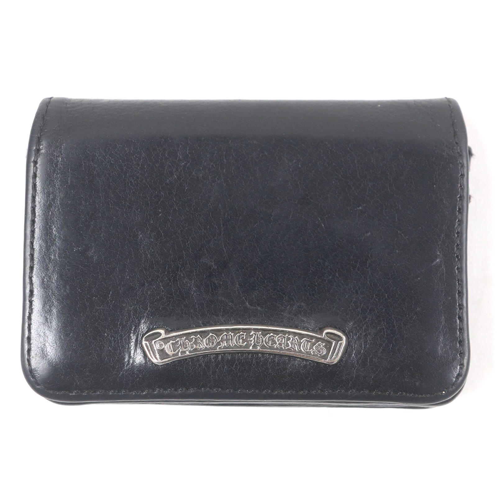 Very Good CHROME HEARTS Card Case Scroll Label 3 Pocket Business